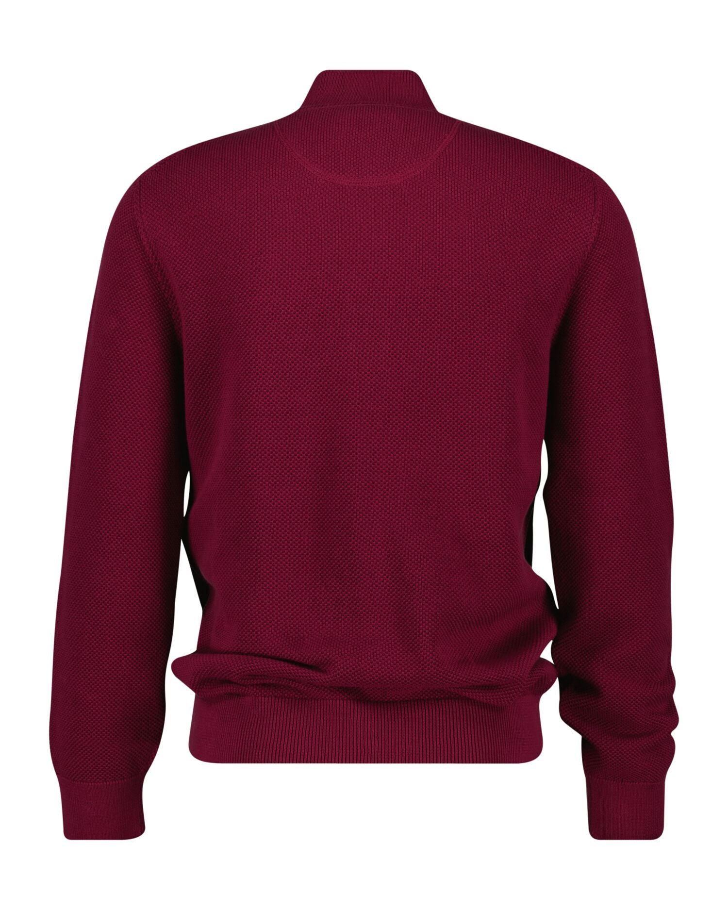 COTTON PIQUE ZIP CARDIGAN-RICH WINE