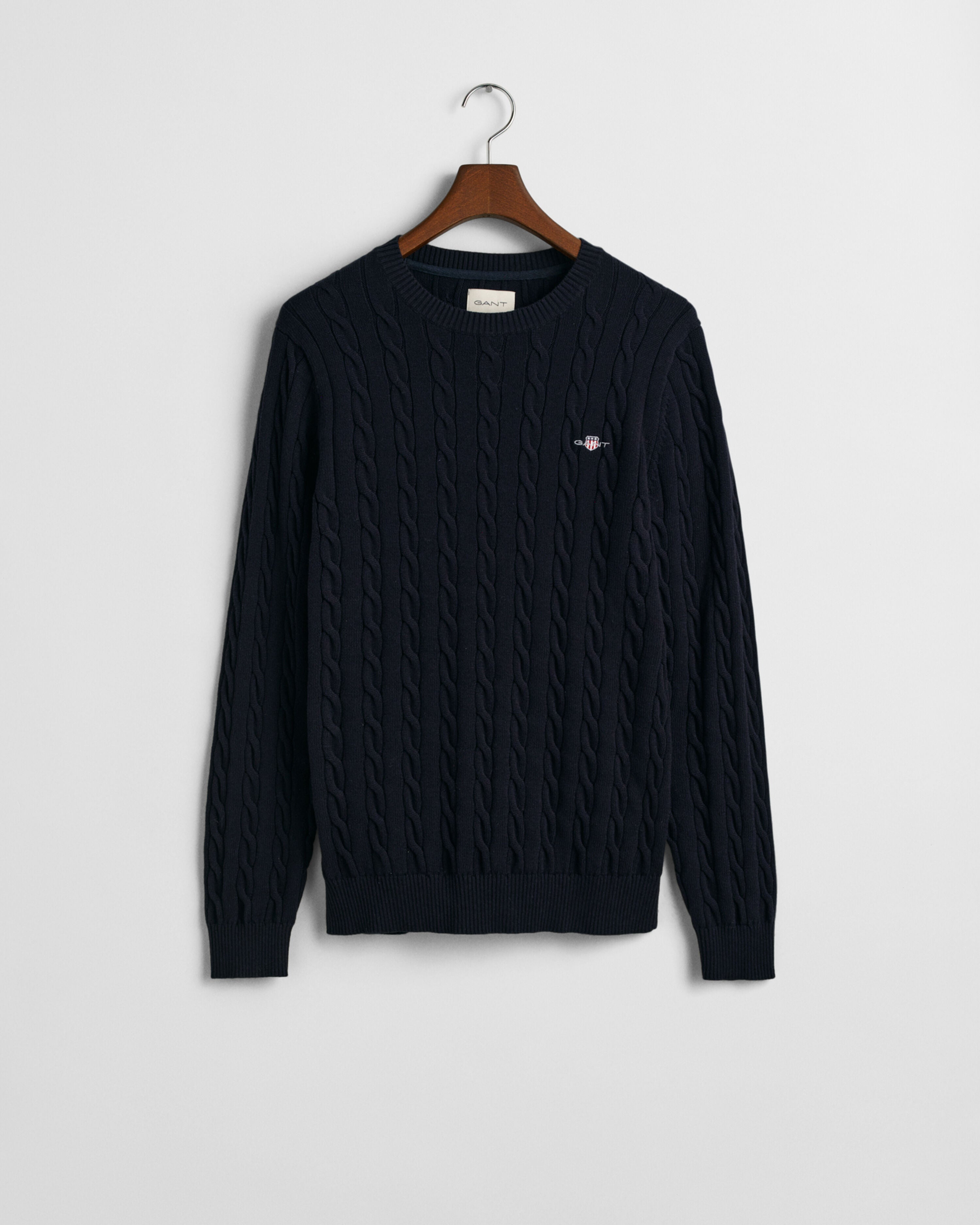 COTTON CABLE C-NECK-EVENING BLUE