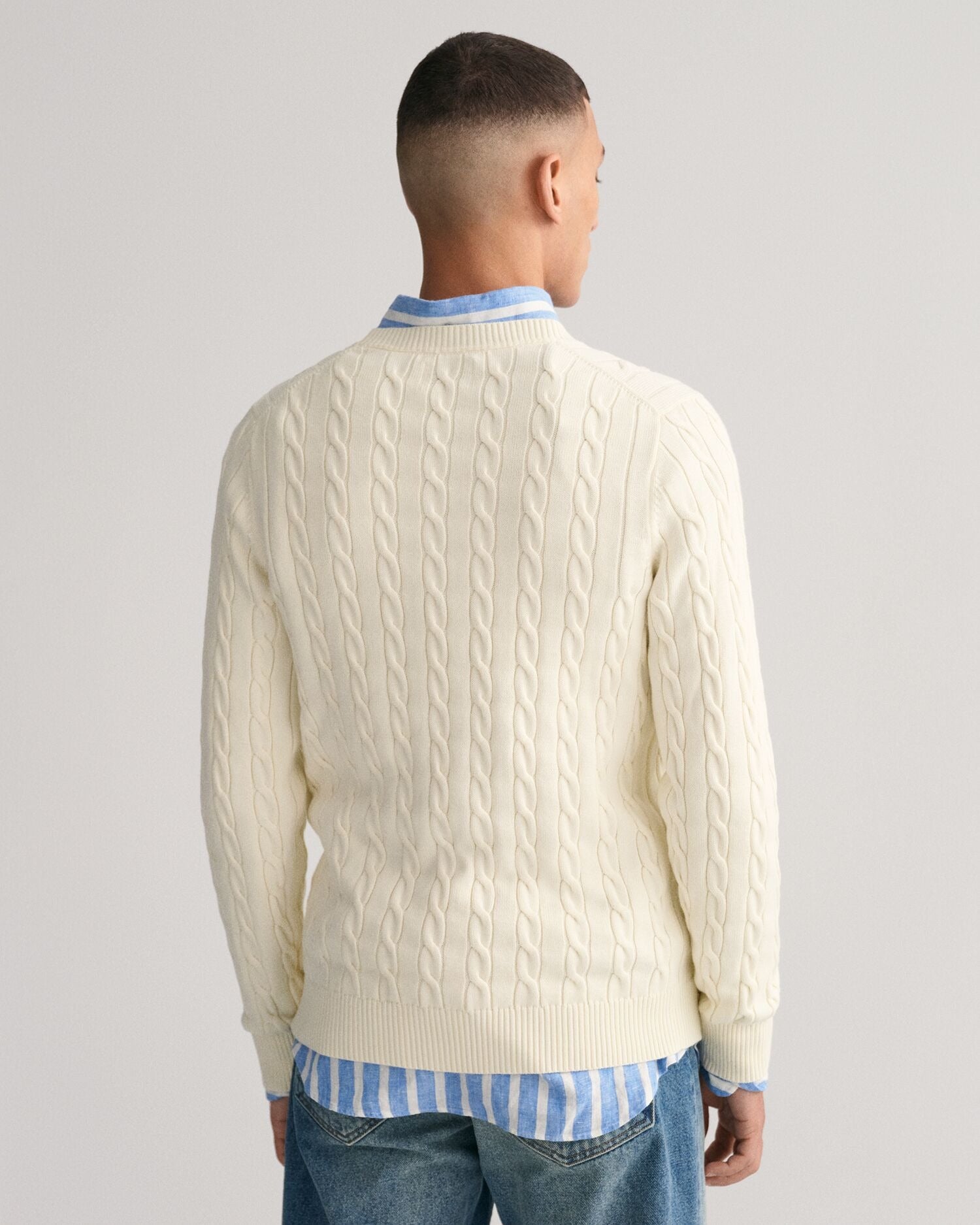 COTTON CABLE C-NECK-CREAM