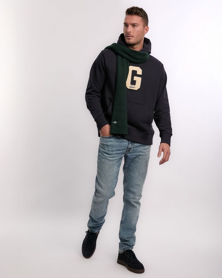 COTTON BLEND LOGO SCARF-TARTAN GREEN