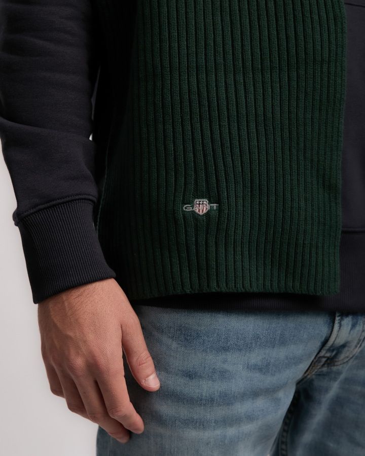 COTTON BLEND LOGO SCARF-TARTAN GREEN