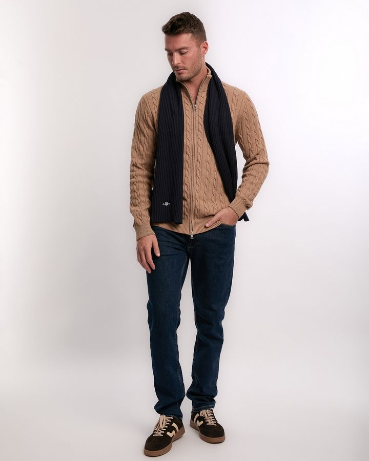 COTTON BLEND LOGO SCARF-MARINE