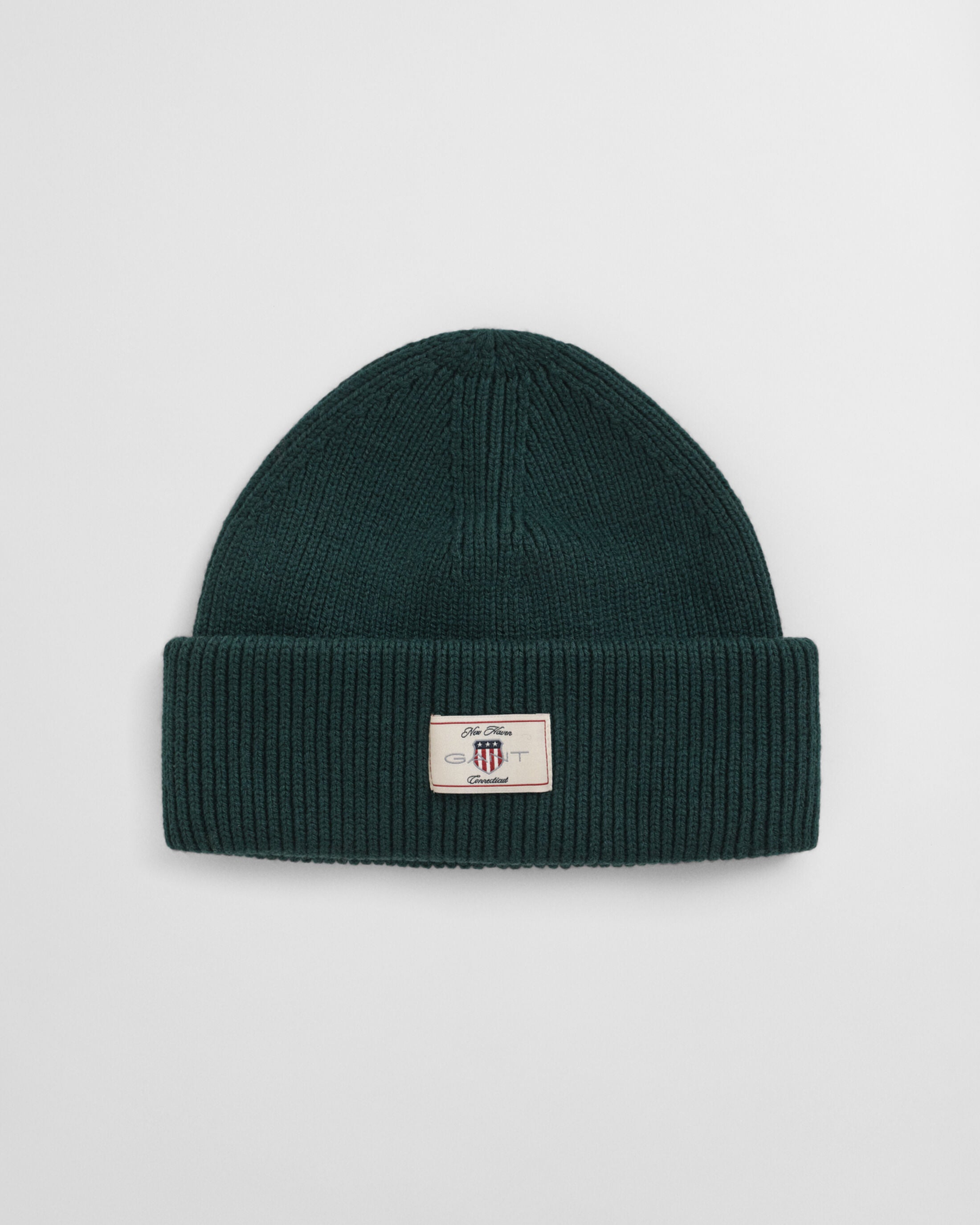COTTON BLEND RIBBED BEANIE-TARTAN GREEN