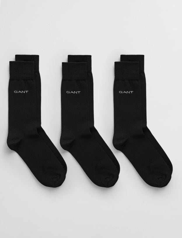 MERCERIZED COTTON SOCKS 3-PACK-BLACK