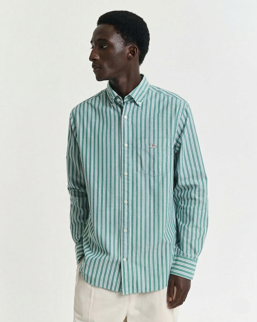 REG CLASSIC POPLIN STRIPE SHIRT-BRIGHT GREEN