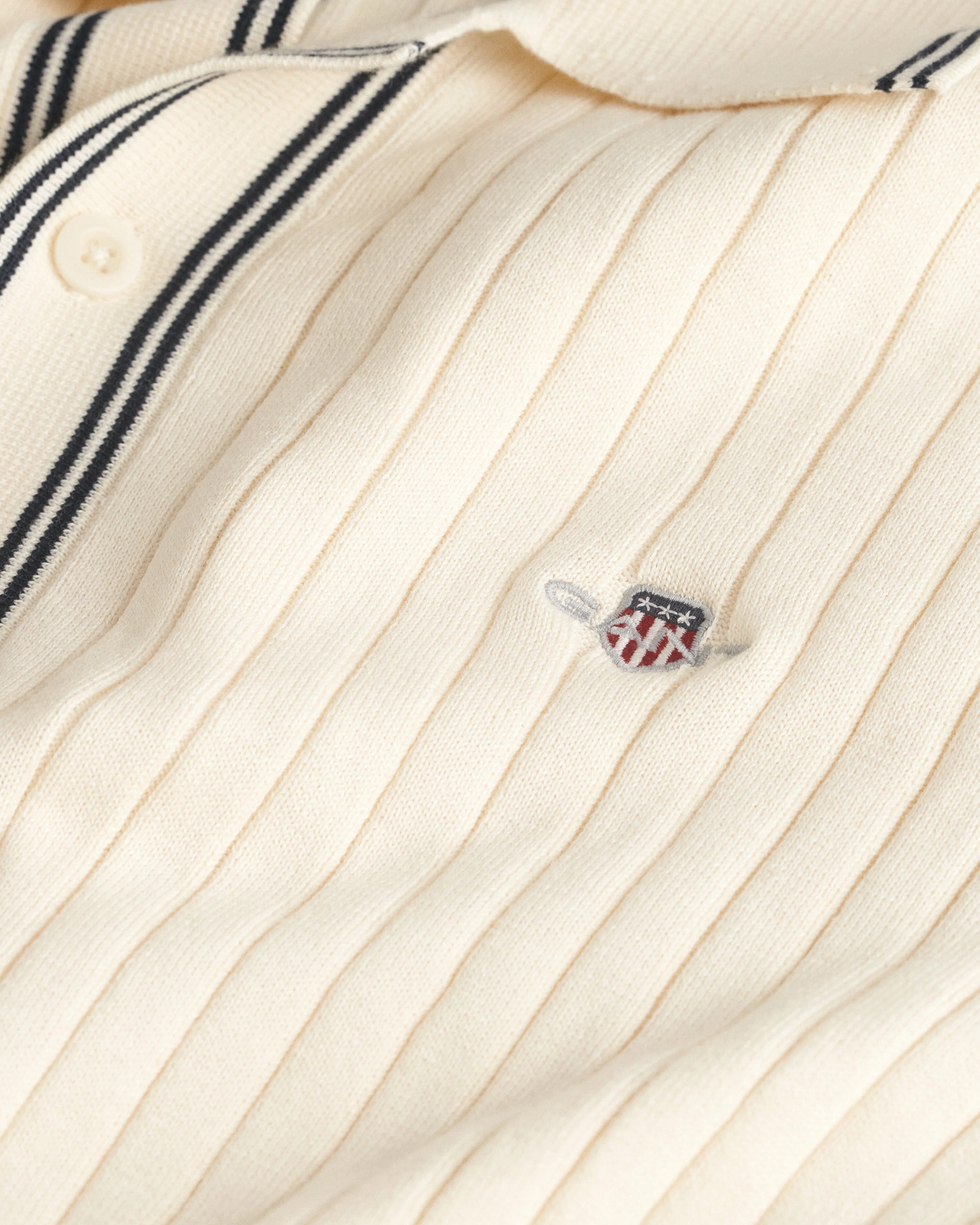 RIBBED COTTON SS POLO-CREAM