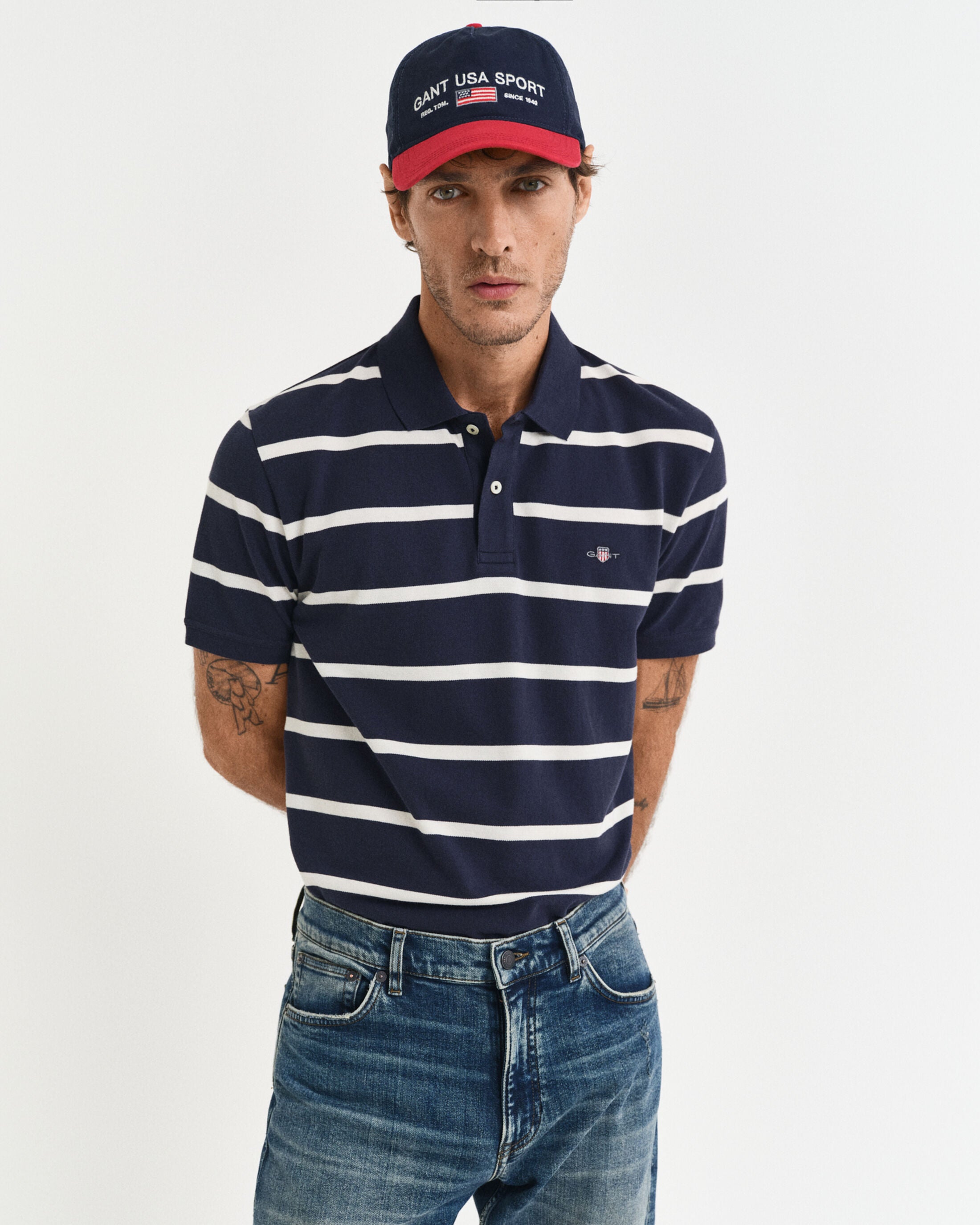 STRIPED POLO-EVENING BLUE