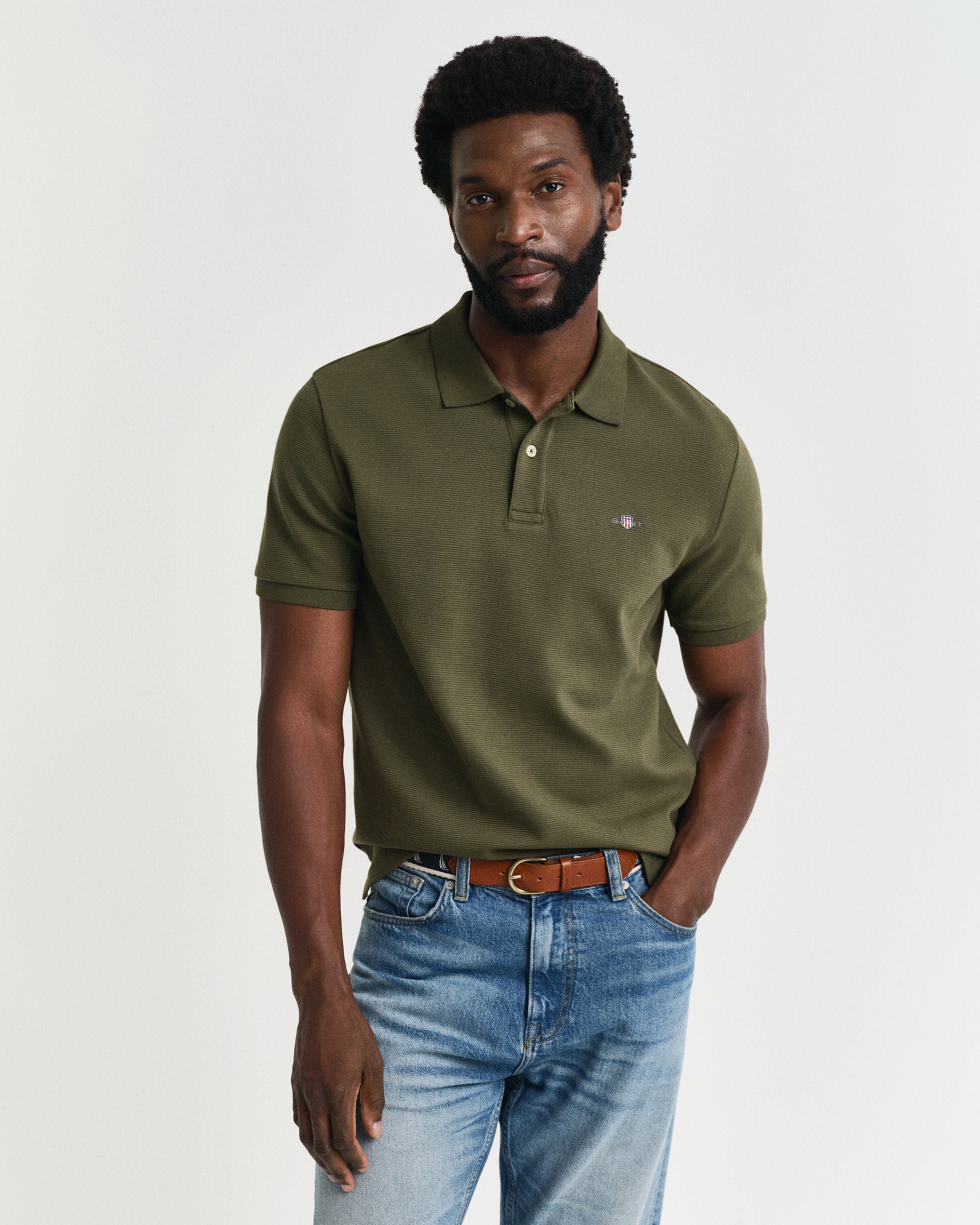 TEXTURED POLO-RACING GREEN