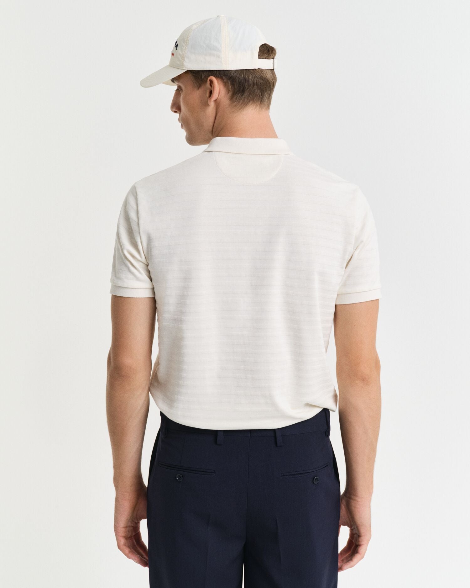 TEXTURE STRIPE POLO-CREAM