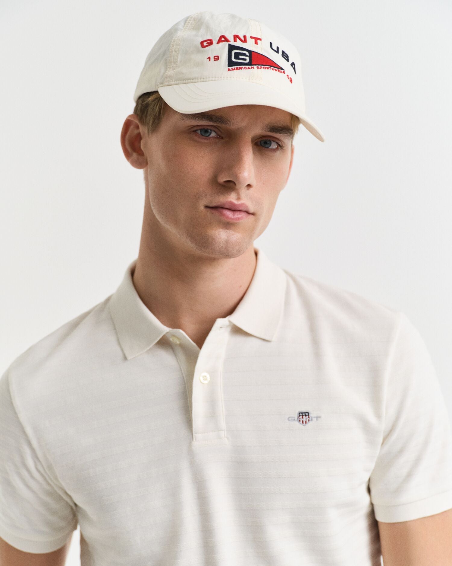 TEXTURE STRIPE POLO-CREAM