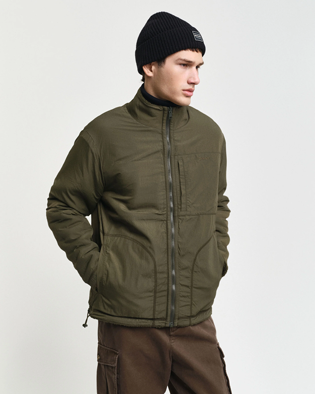 REVERSIBLE FULL ZIP FLEECE-RACING GREEN