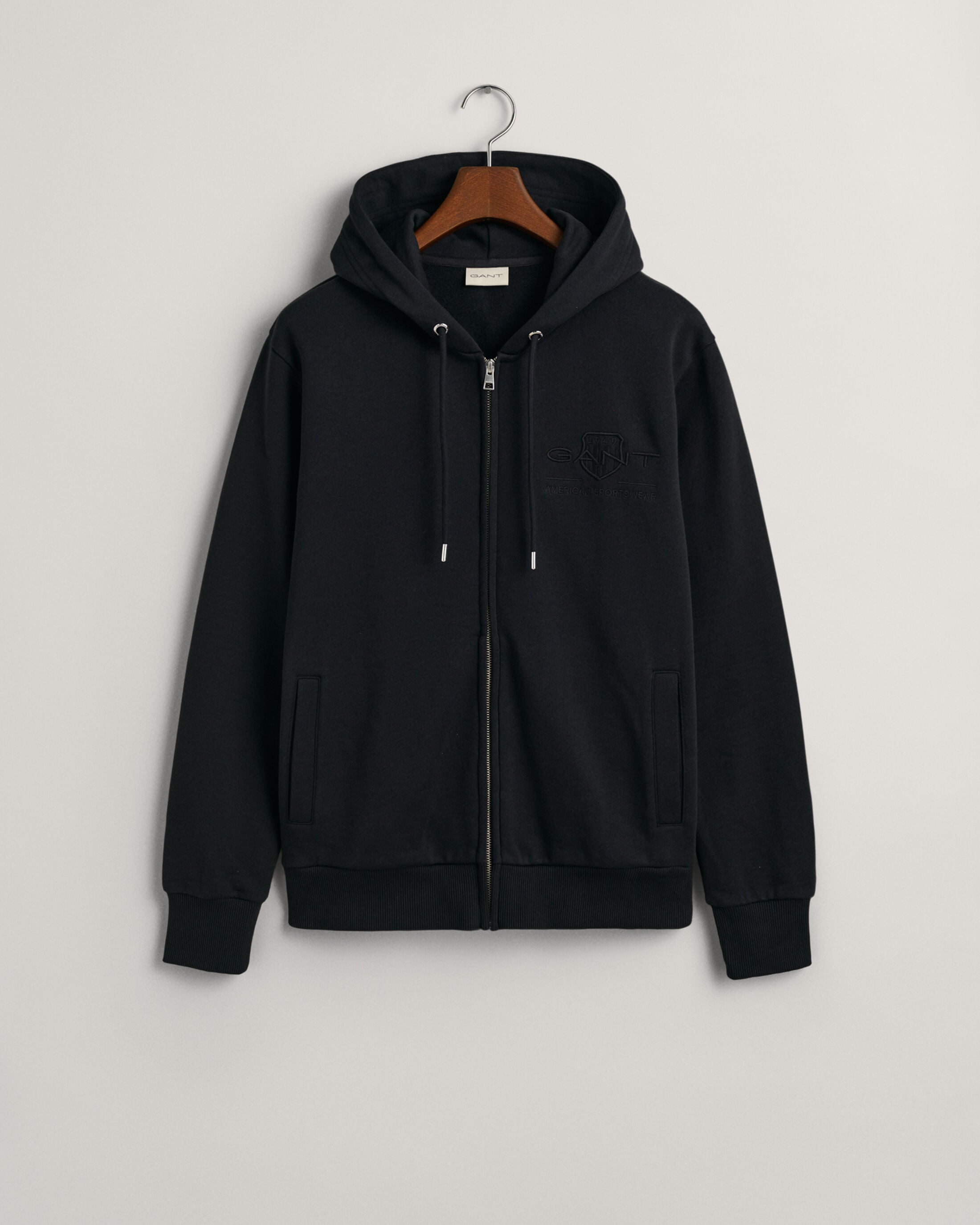REG TONAL SHIELD FULL ZIP HOODIE-BLACK