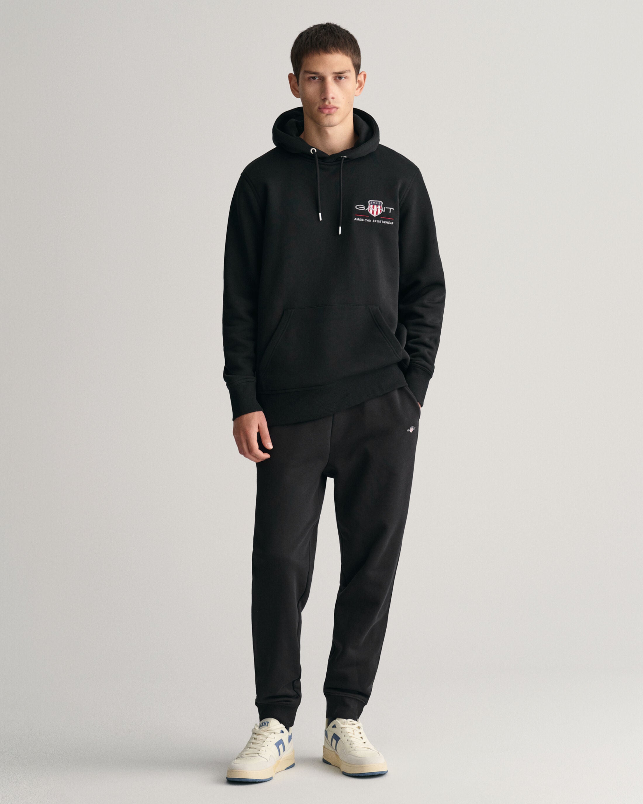 REG MEDIUM ARCHIVE SHIELD HOODIE-BLACK