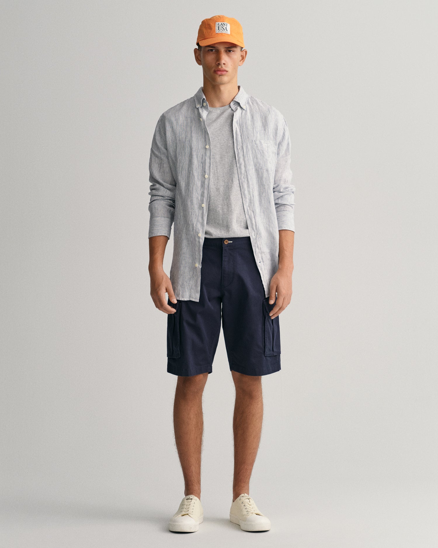 RELAXED TWILL CARGO SHORTS-MARINE