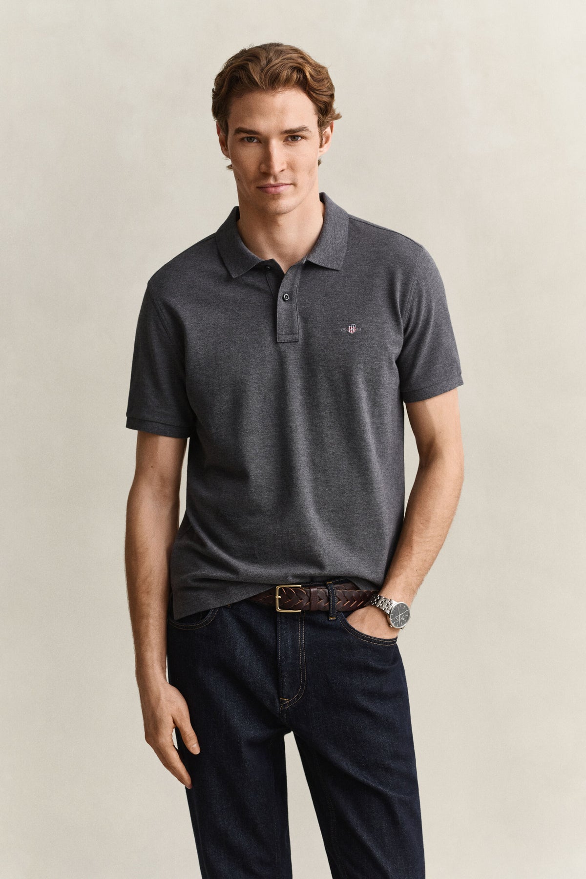 REG SHIELD SS PIQUE POLO-ANTRACIT MELANGE