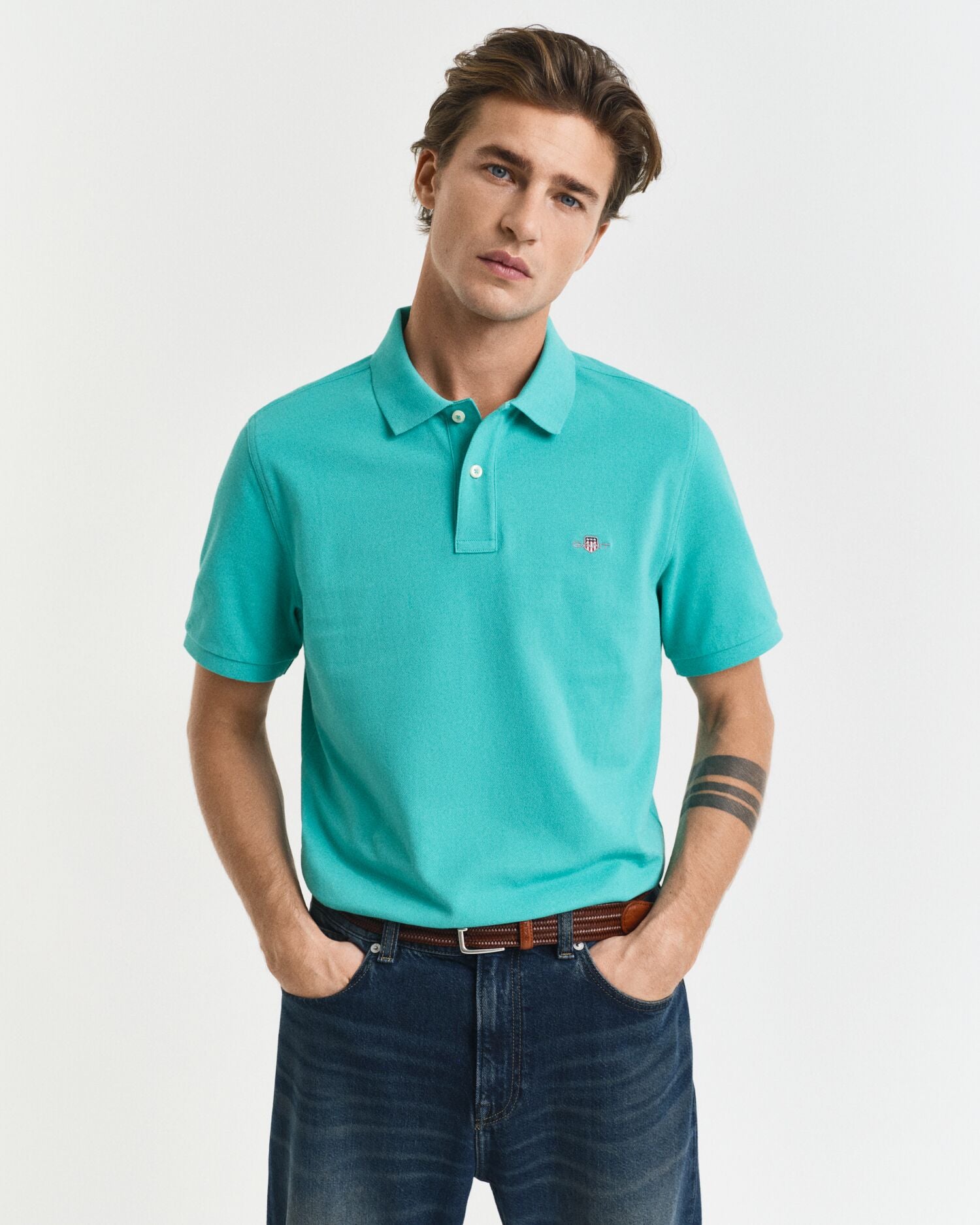 REG SHIELD SS PIQUE POLO-BAY GREEN