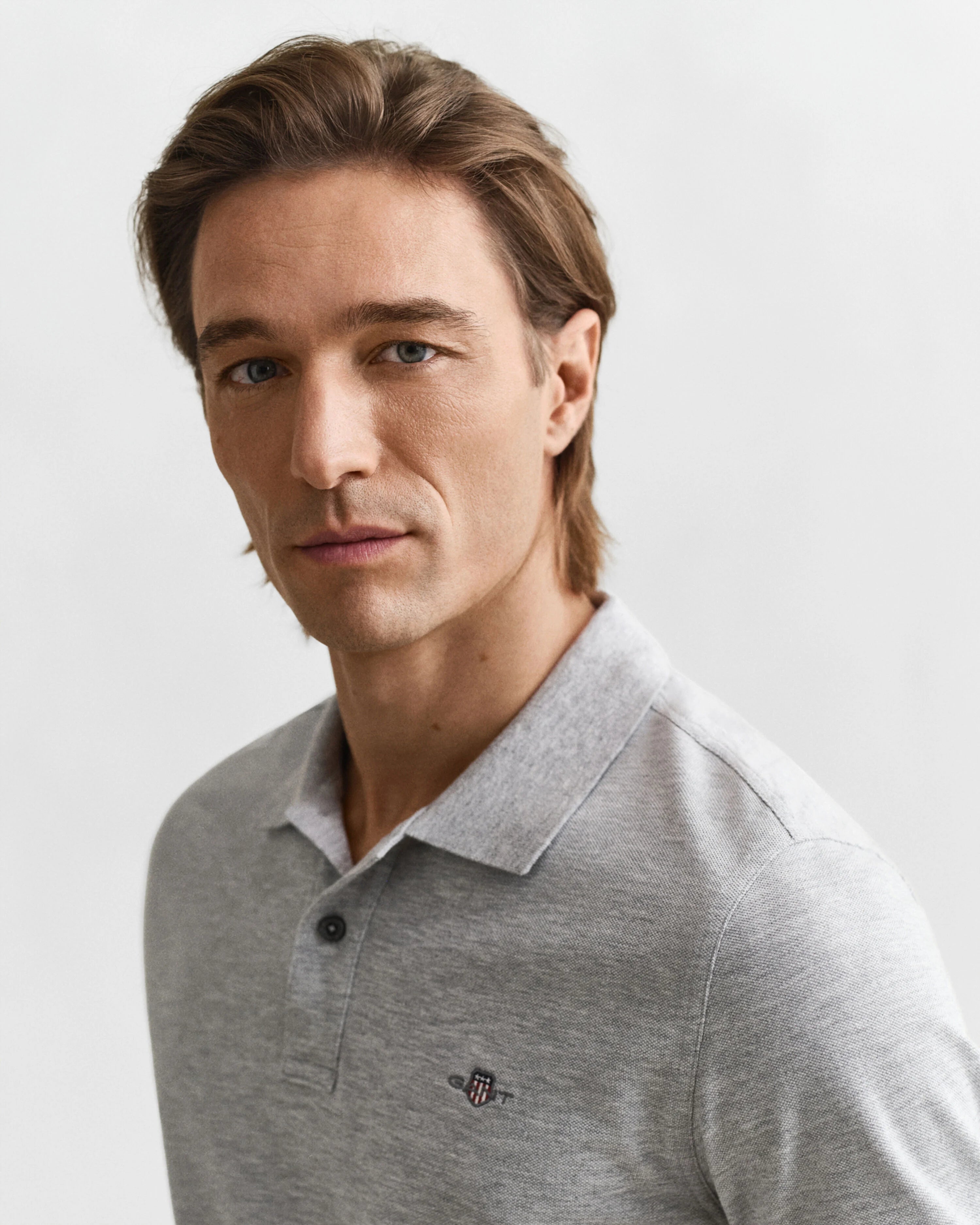 REG SHIELD SS PIQUE POLO-GREY MELANGE