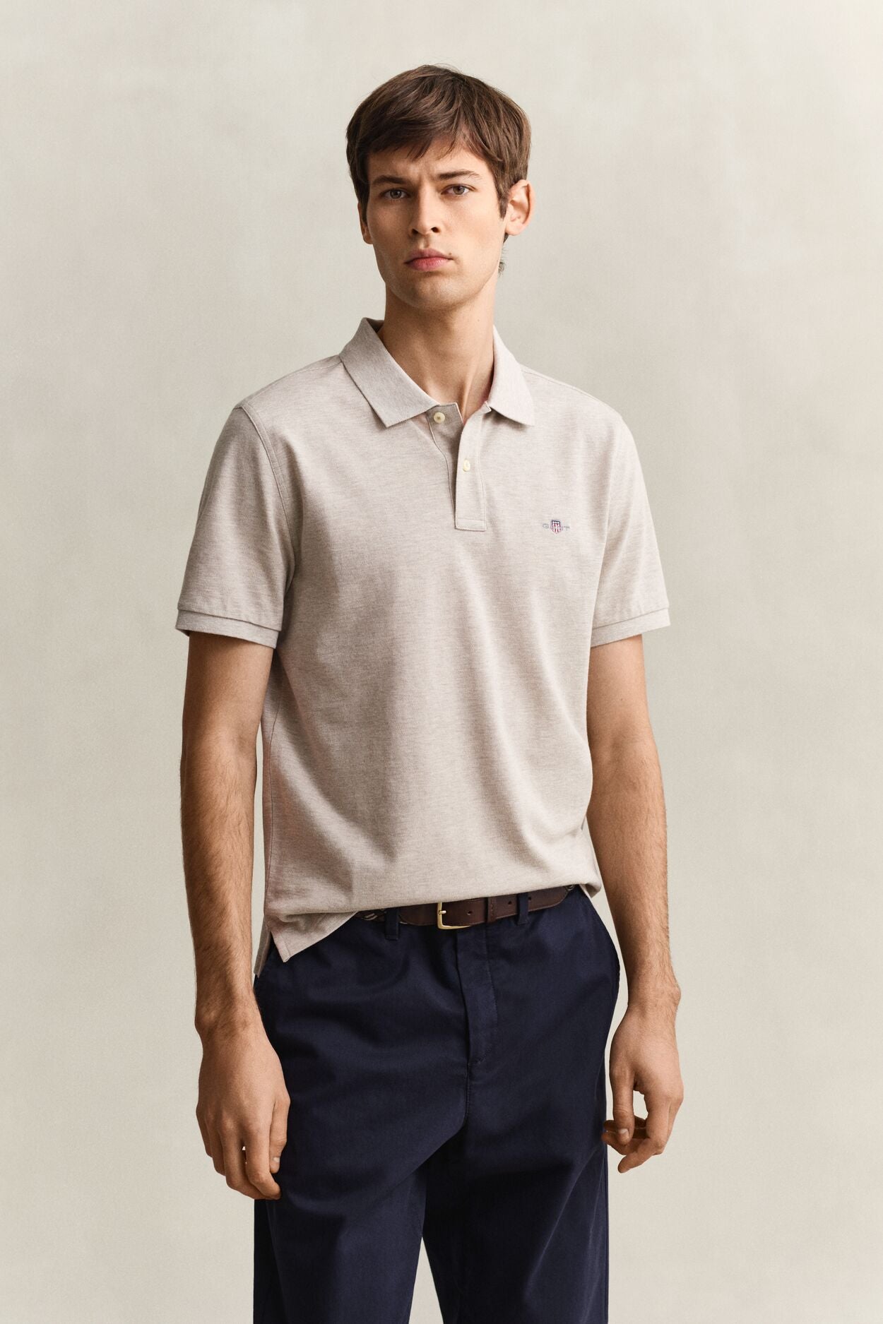 REG SHIELD SS PIQUE POLO-BEIGE