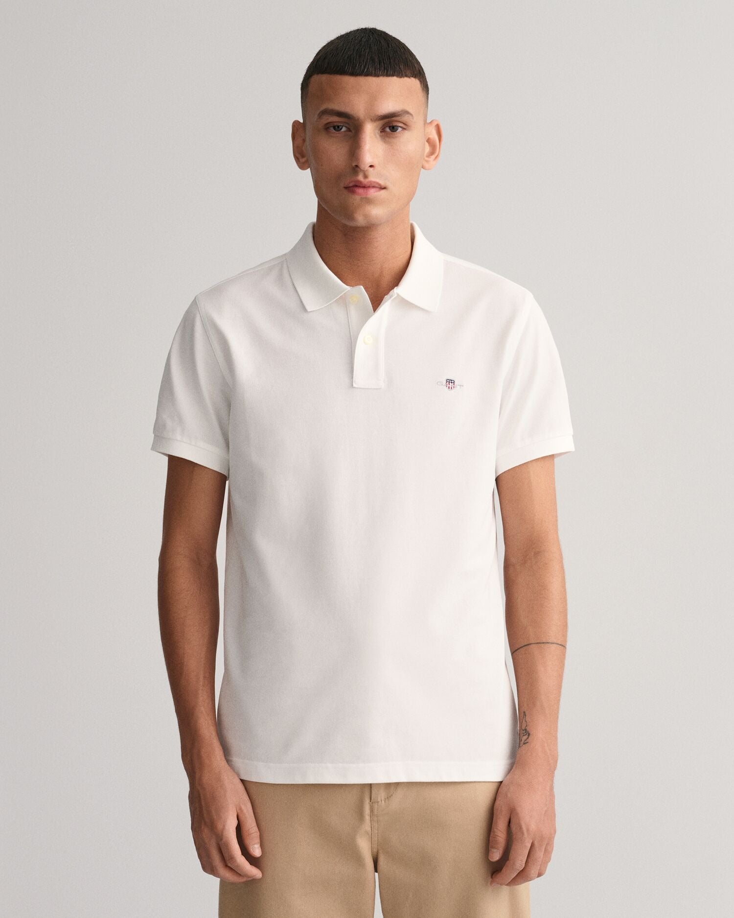 SLIM SHIELD SS PIQUE POLO-WHITE