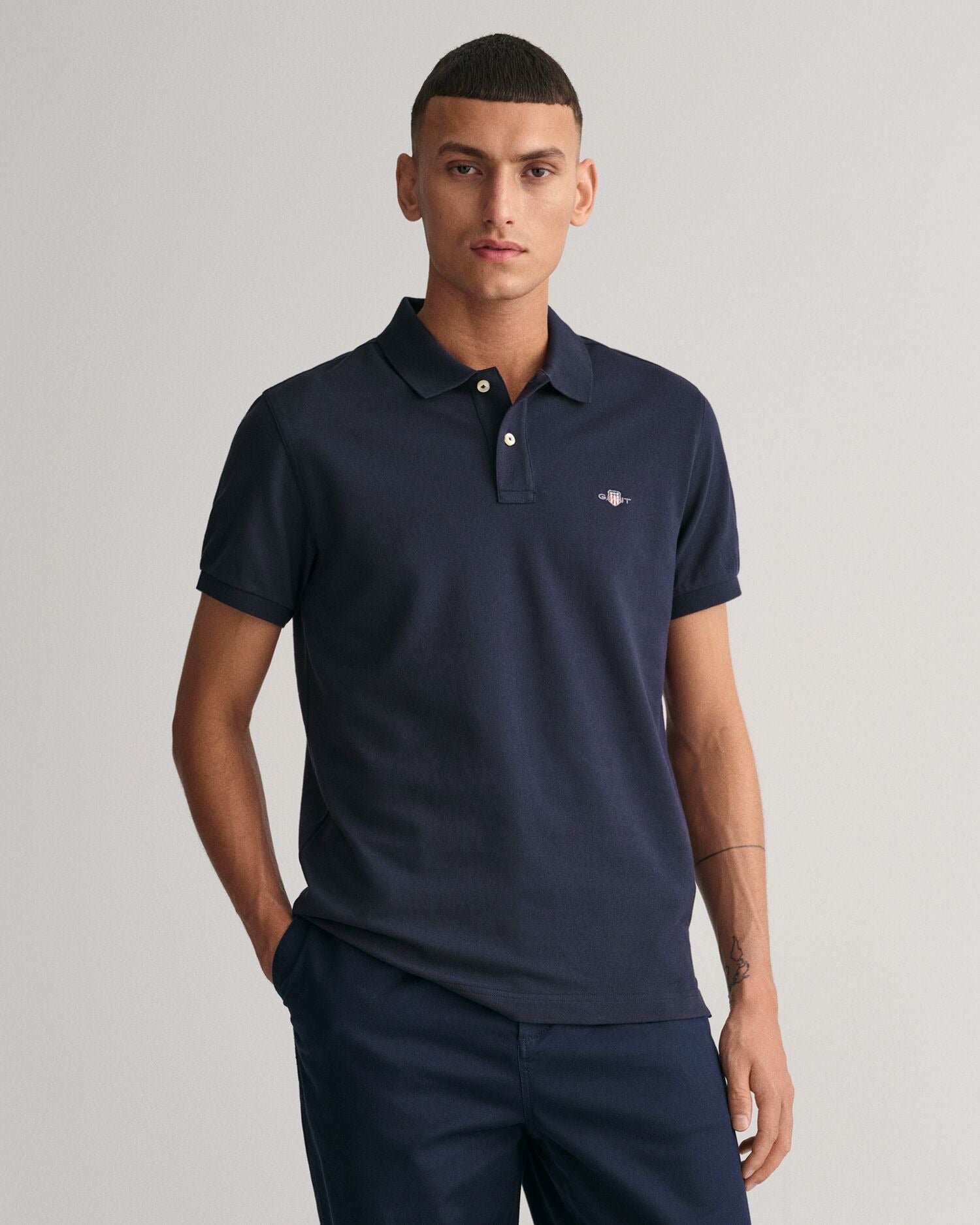 SLIM SHIELD SS PIQUE POLO-EVENING BLUE