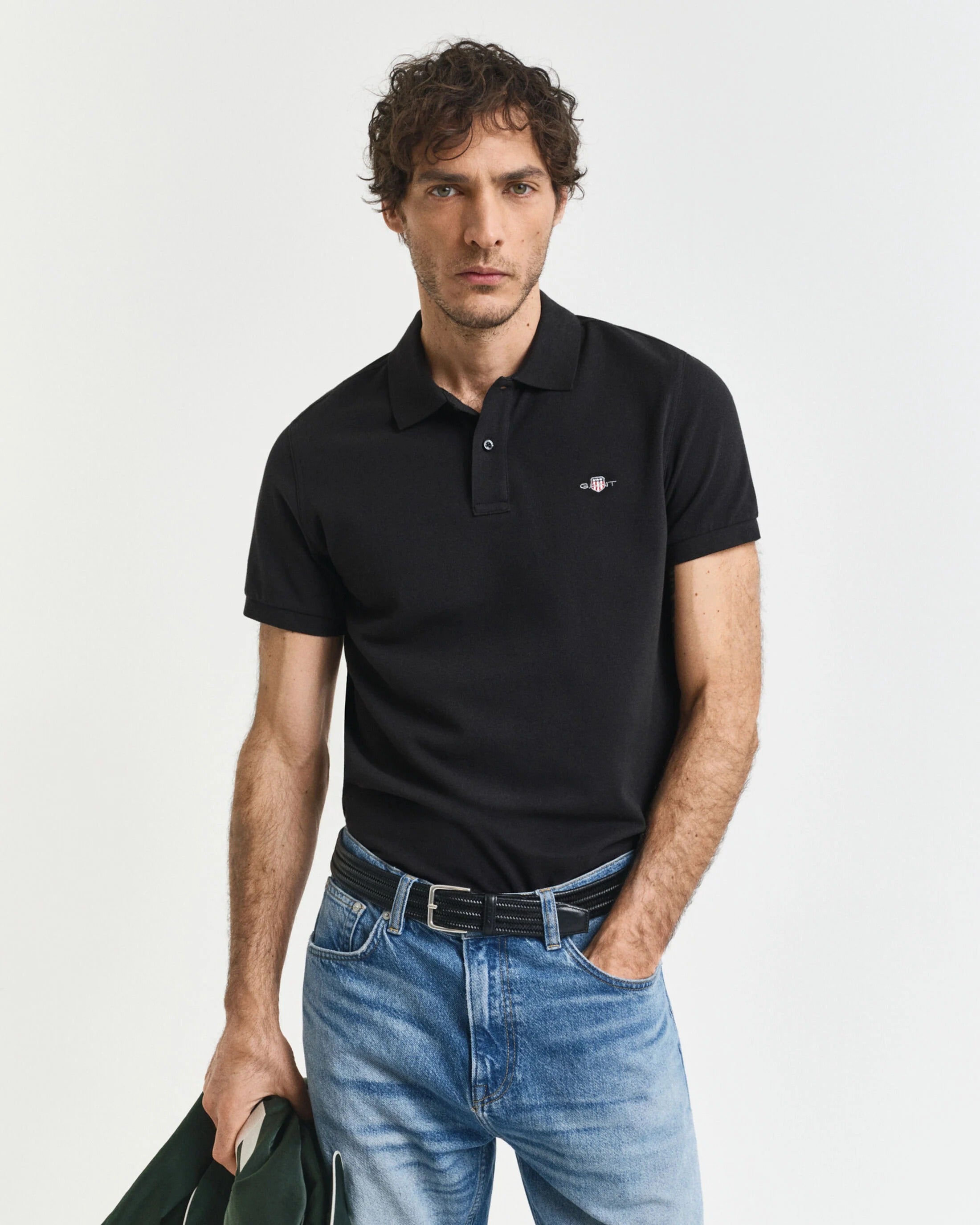 SLIM SHIELD SS PIQUE POLO-BLACK