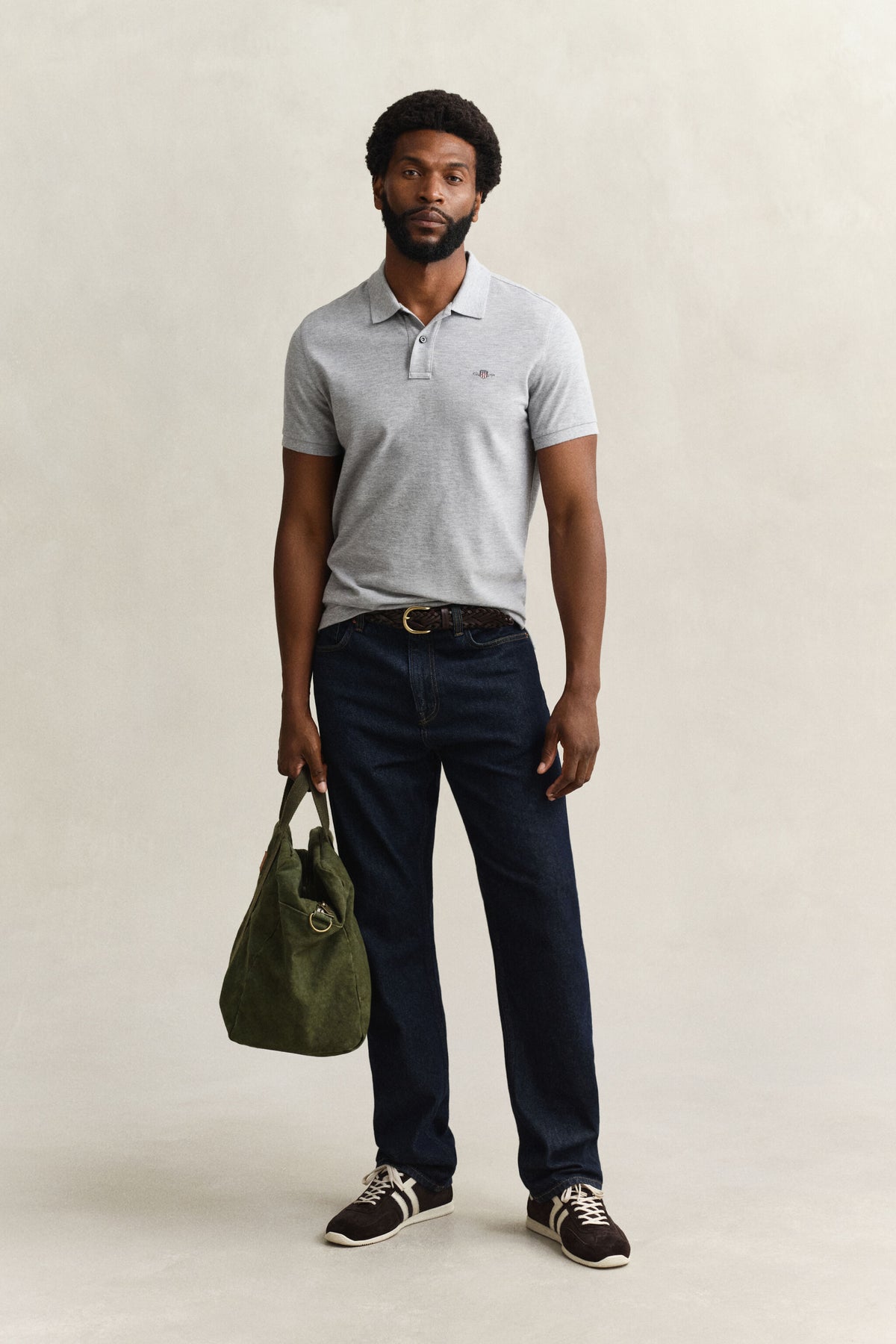 SLIM SHIELD SS PIQUE POLO-GREY MELANGE