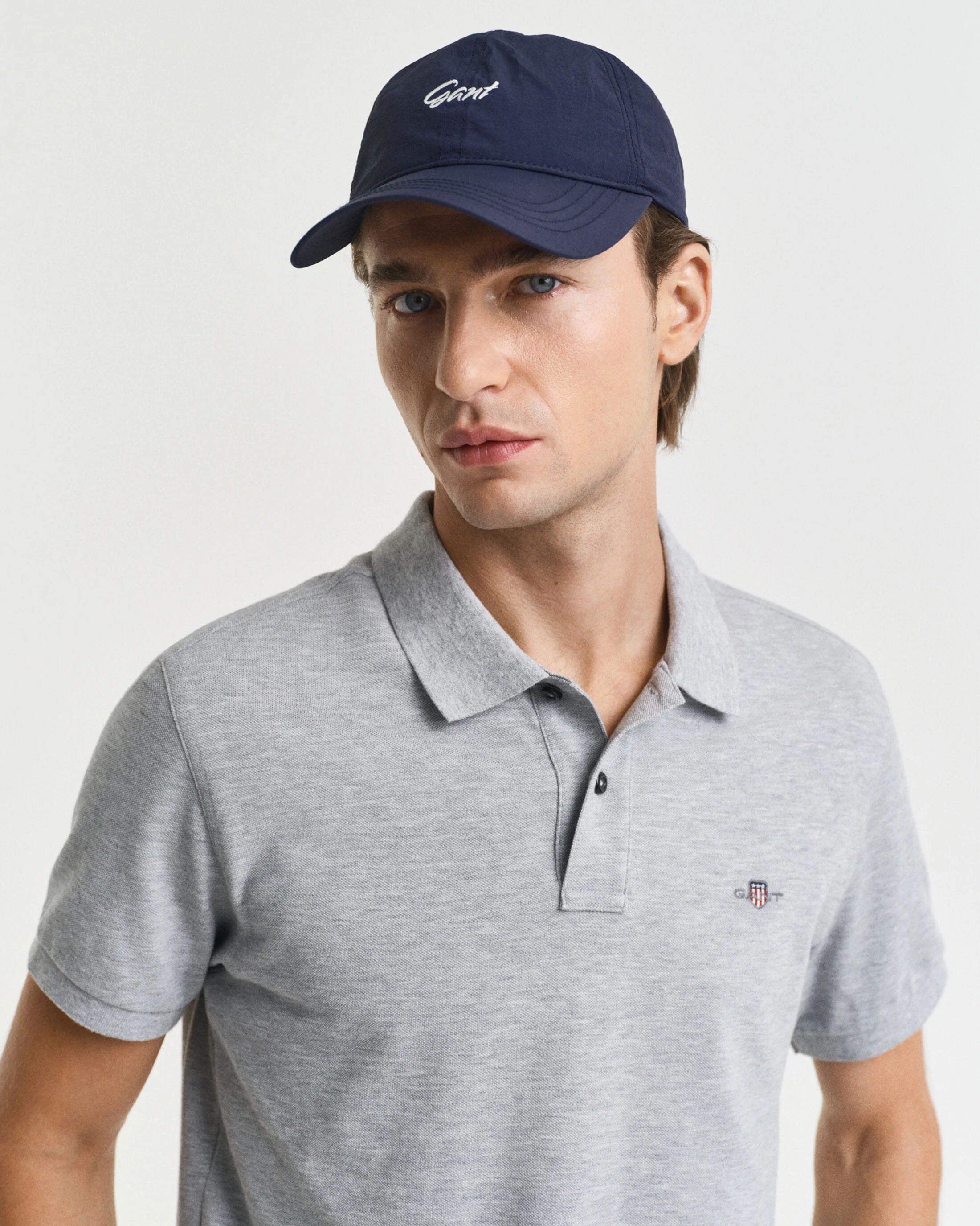 SLIM SHIELD SS PIQUE POLO-GREY MELANGE