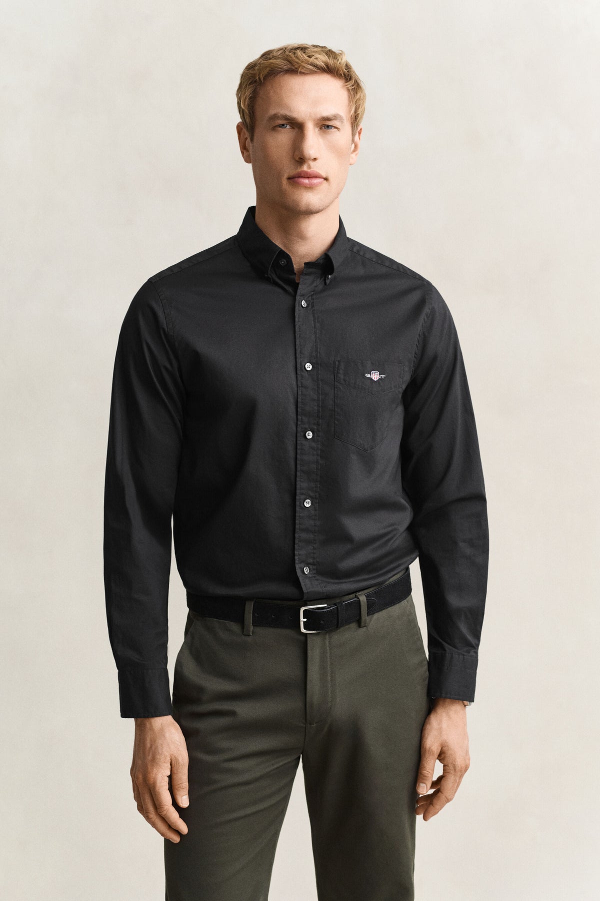 REG CLASSIC POPLIN SHIRT-BLACK
