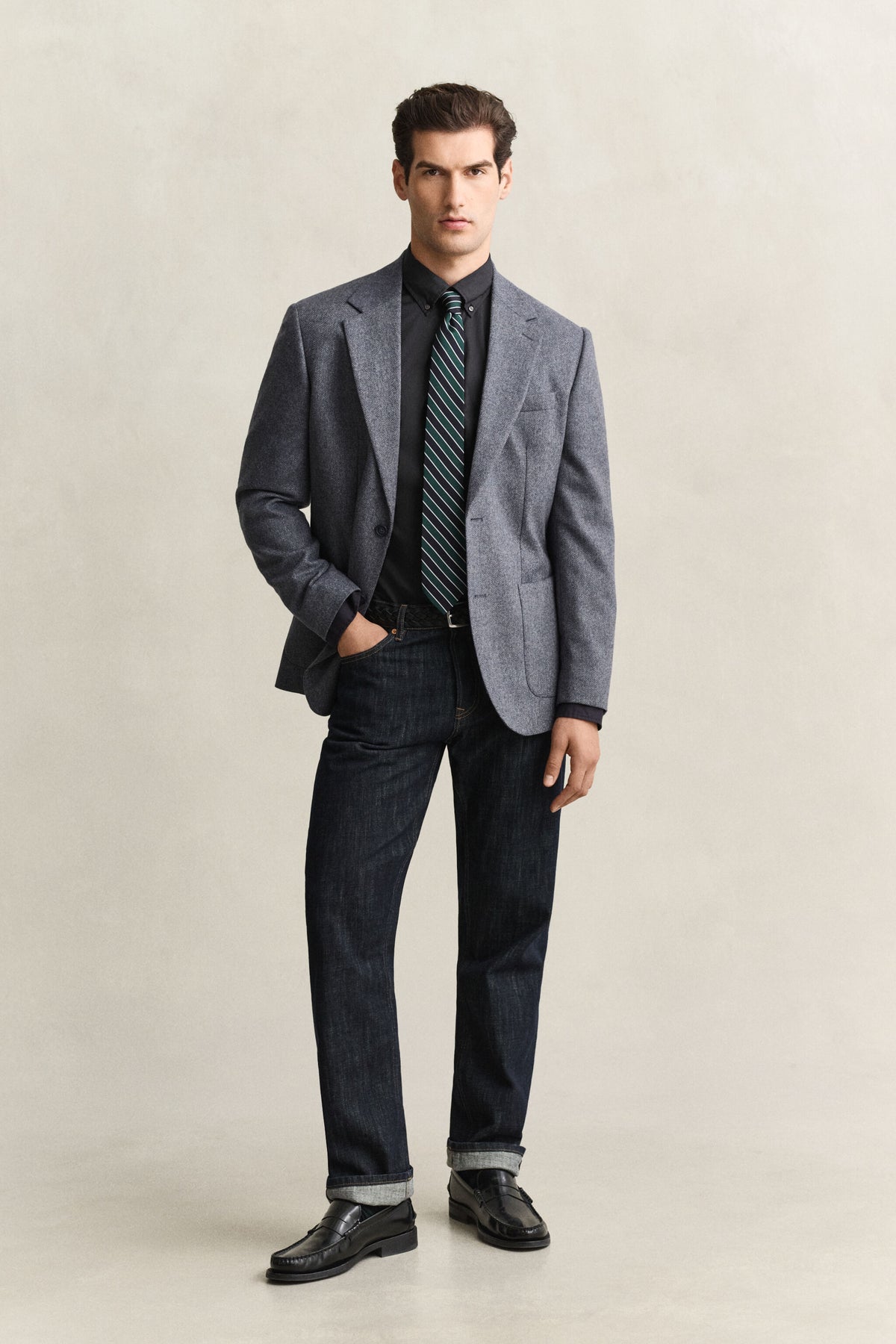 SLIM CLASSIC POPLIN SHIRT-BLACK