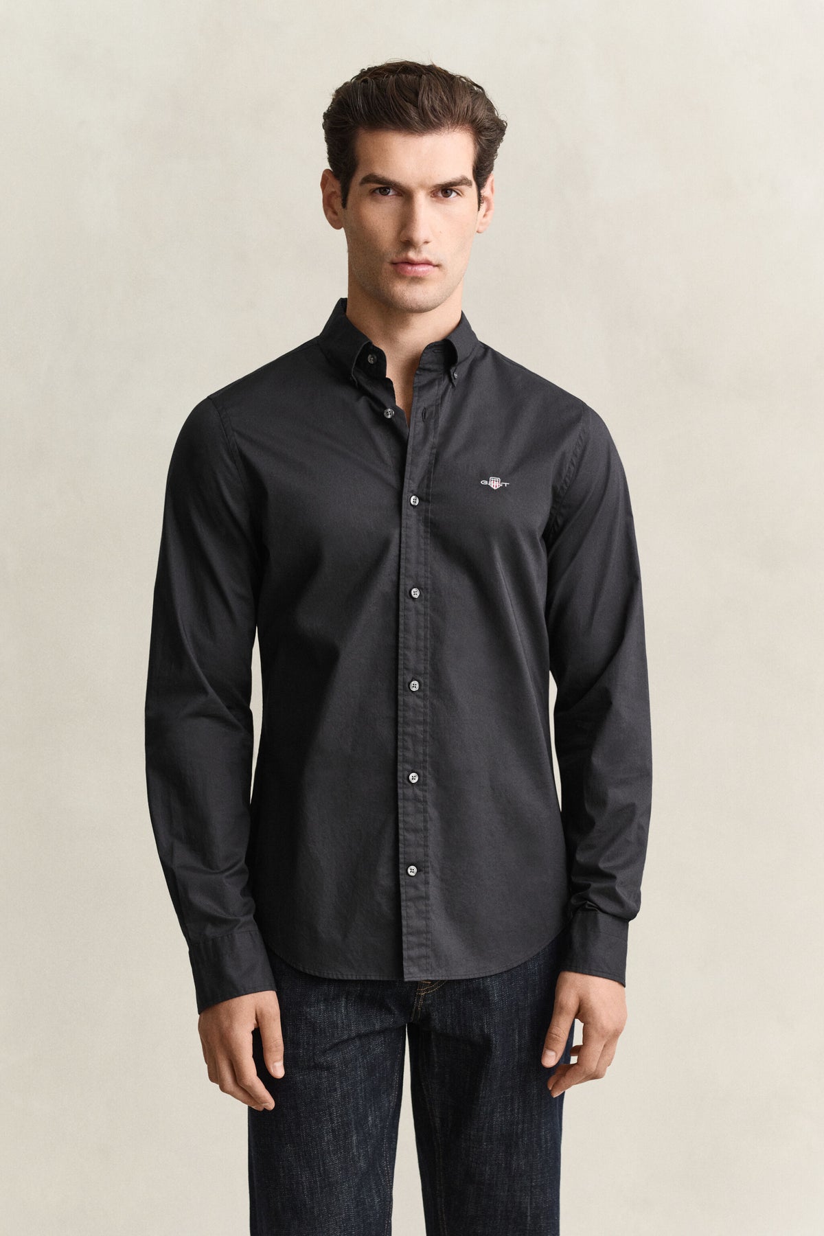 SLIM CLASSIC POPLIN SHIRT-BLACK