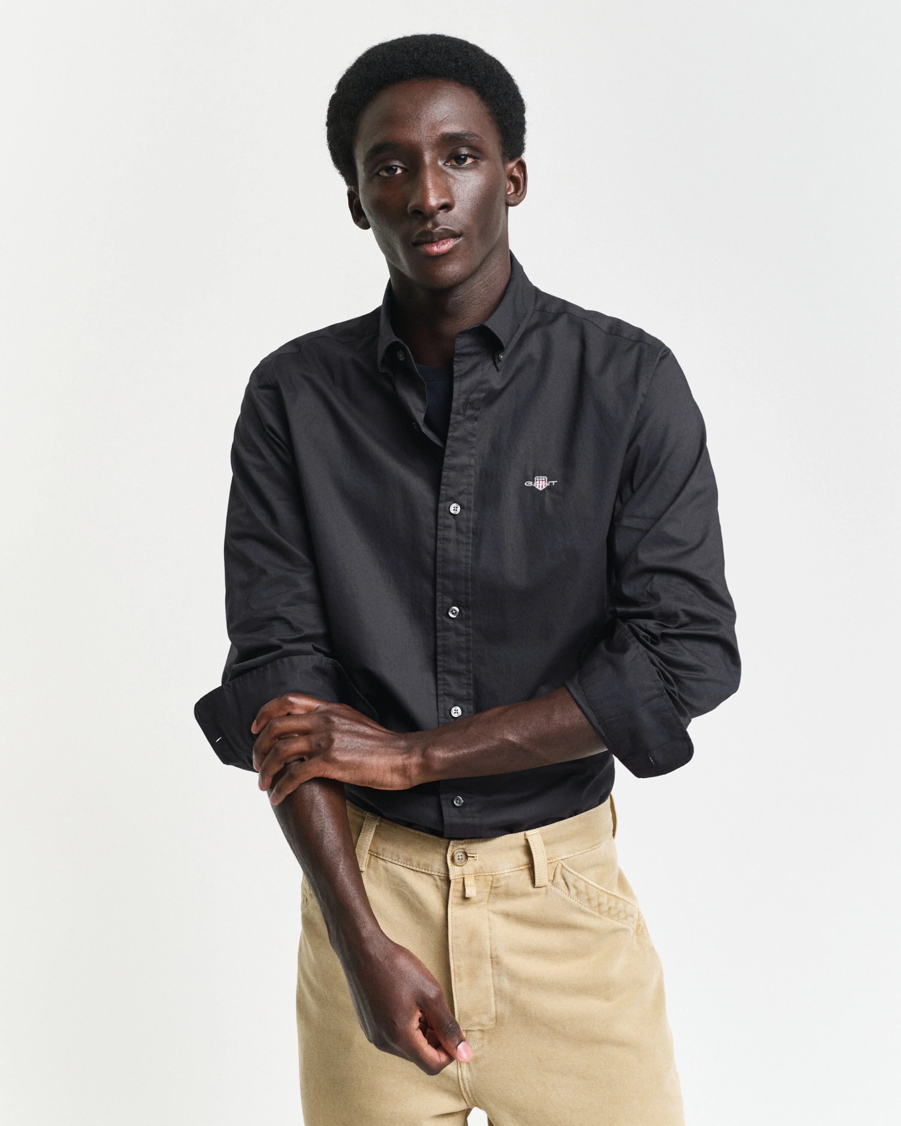 SLIM CLASSIC POPLIN SHIRT-BLACK