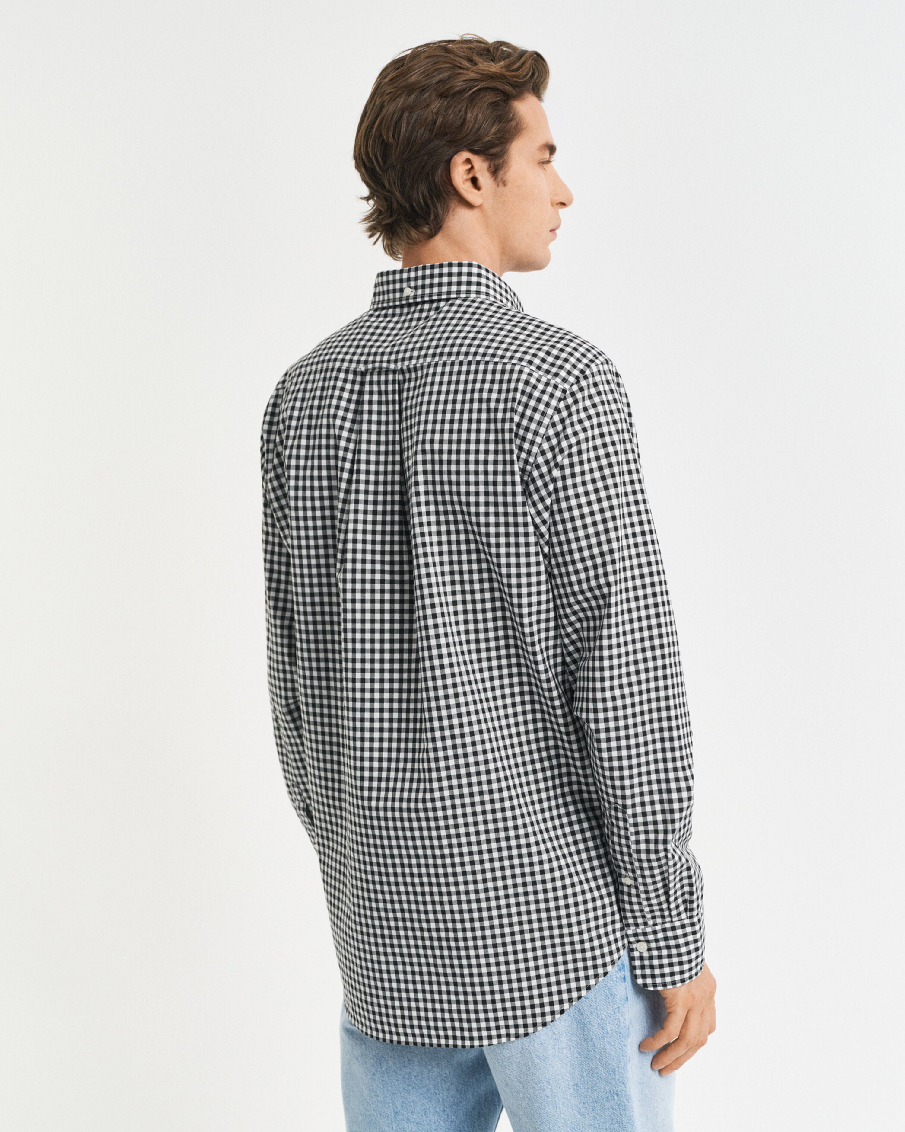 REG CLASSIC POPLIN GINGHAM SHIRT-BLACK