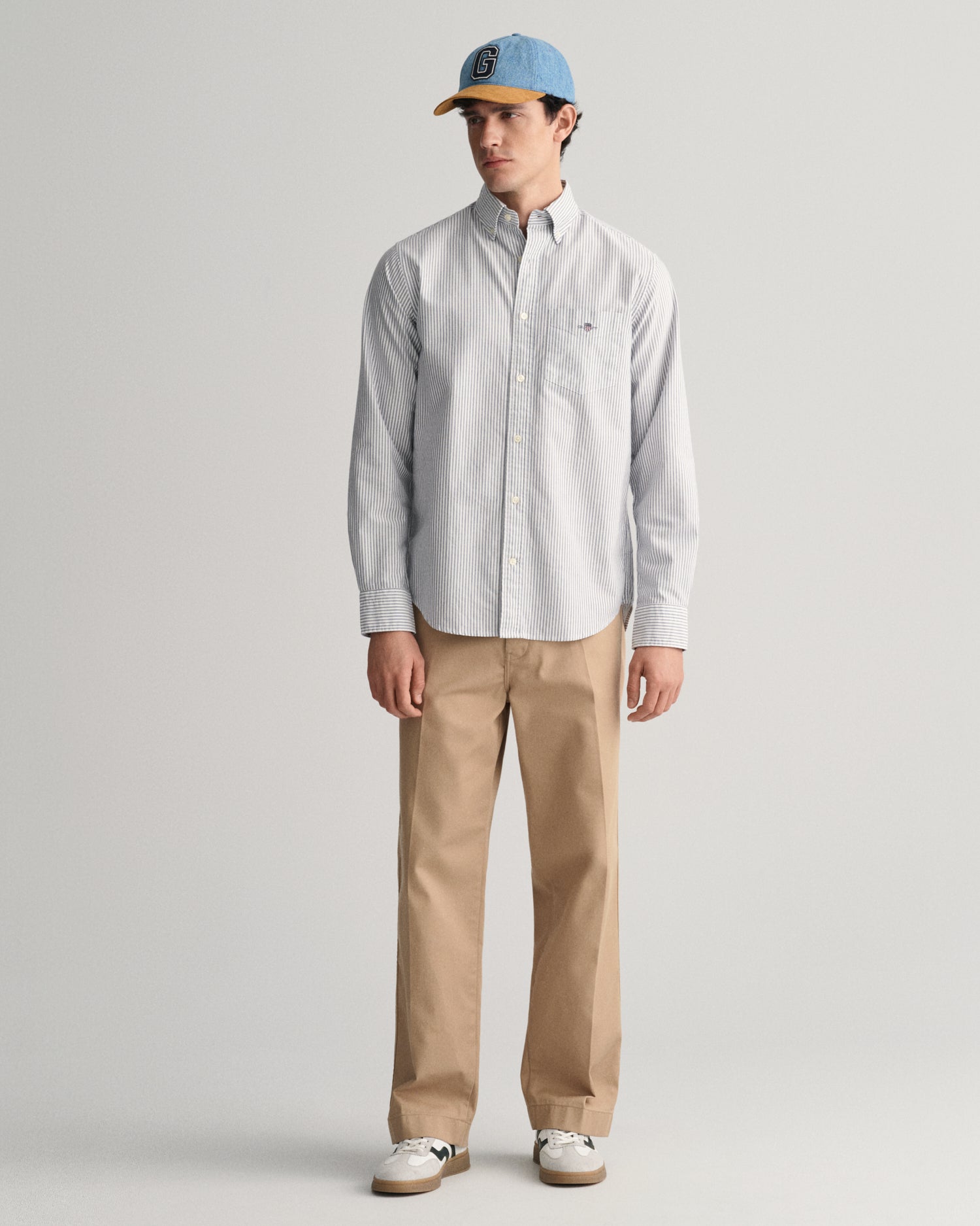 REG OXFORD BANKER STRIPE SHIRT-PERSIAN BLUE