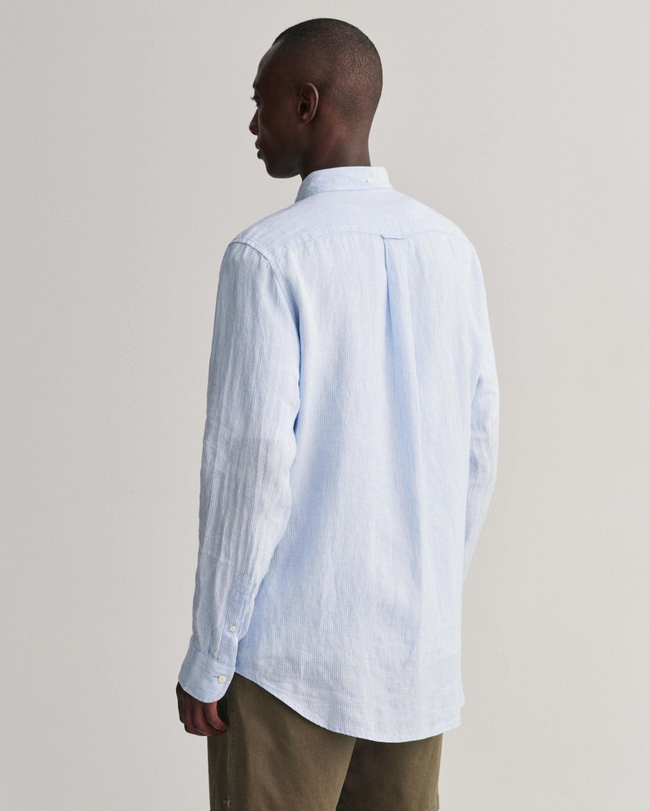 REG LINEN STRIPE SHIRT-CAPRI BLUE