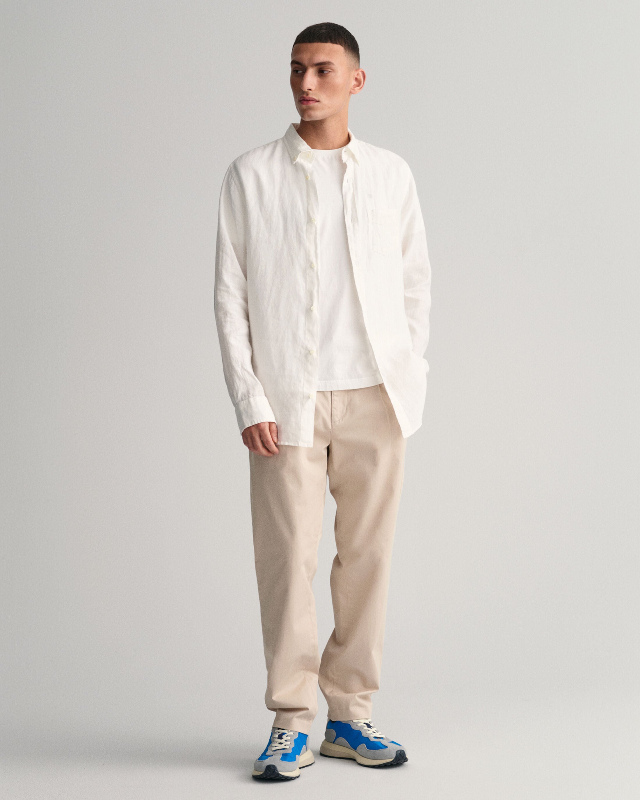 REG LINEN SHIRT-WHITE