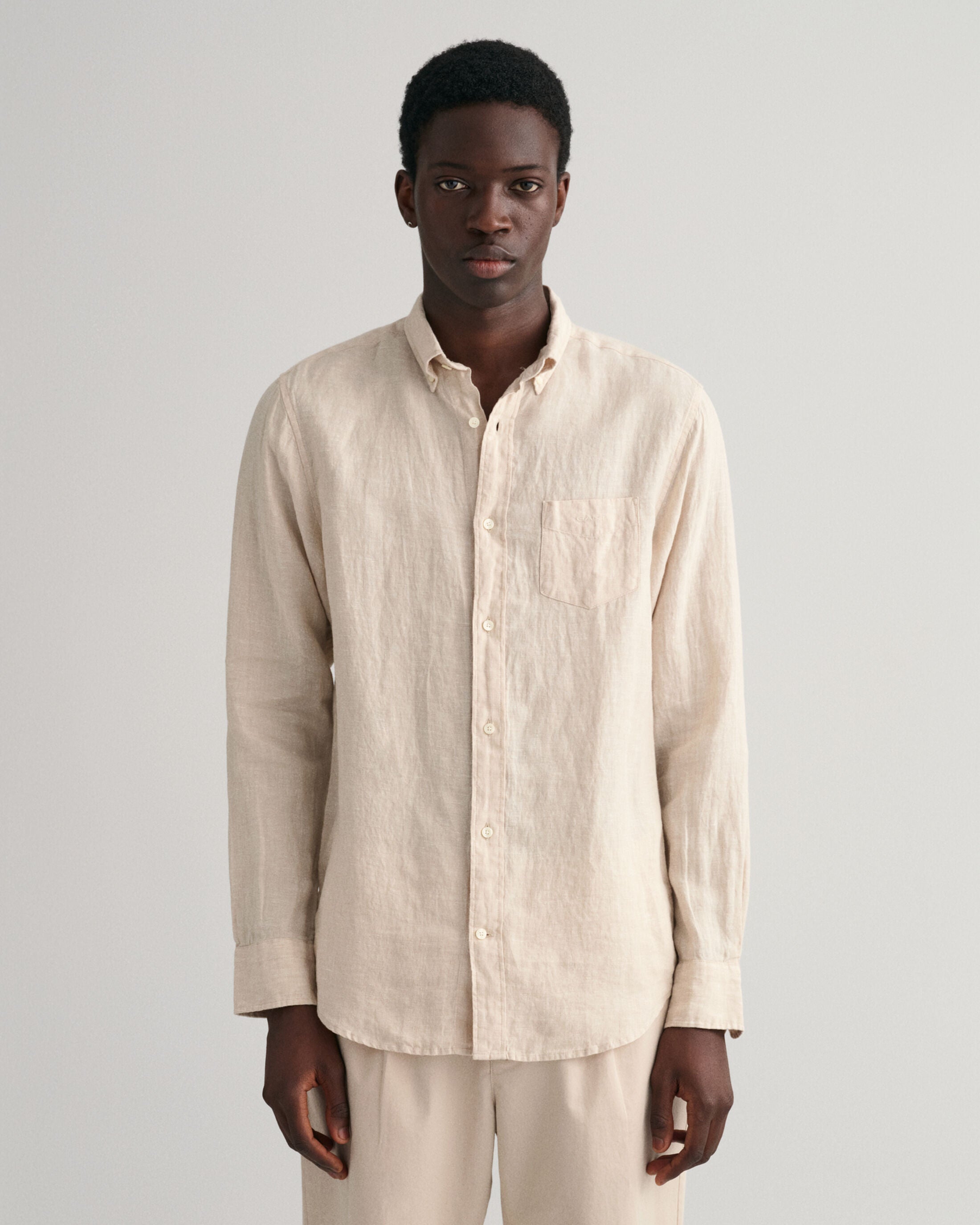 REG LINEN SHIRT-DRY SAND