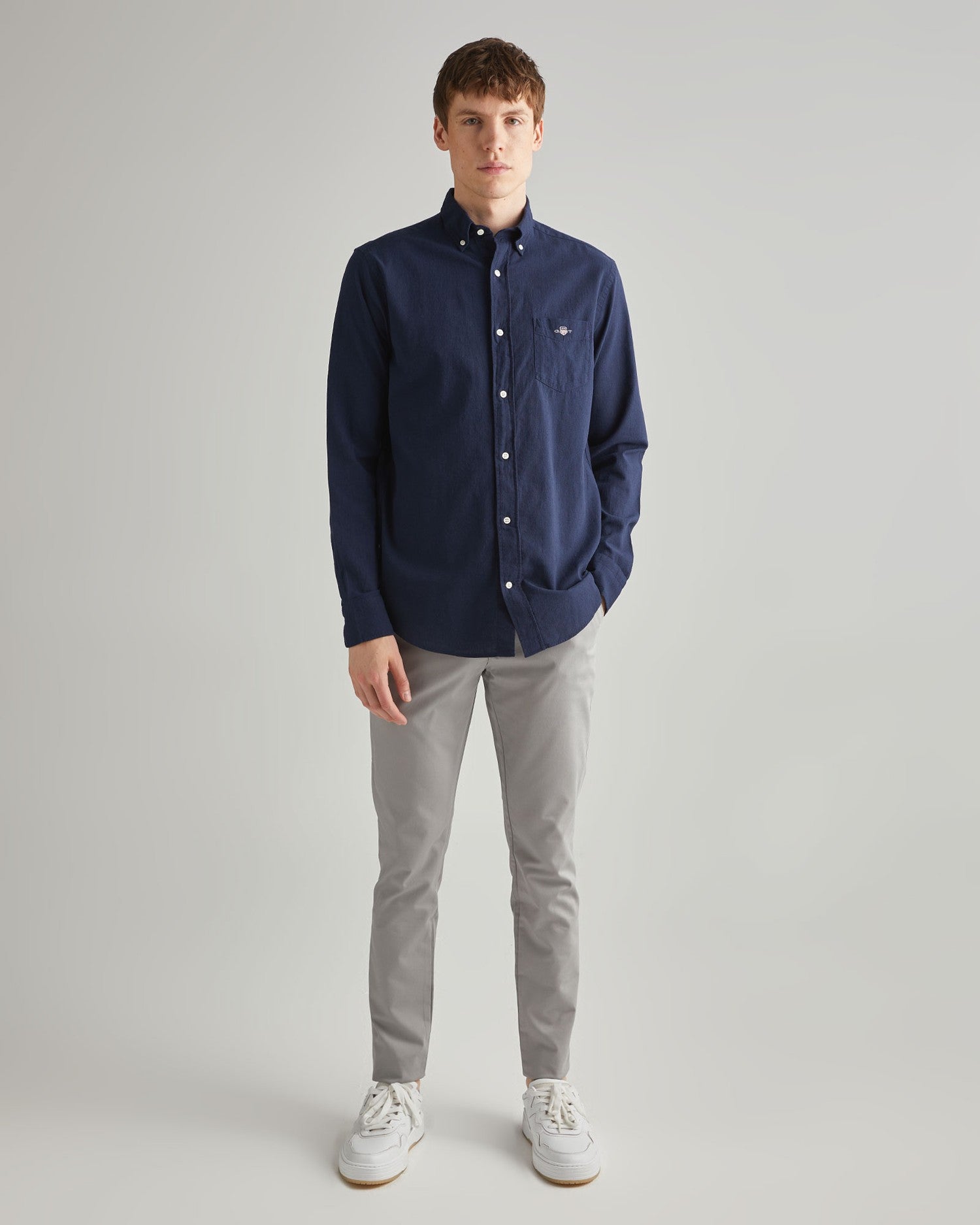 REG COTTON LINEN SHIRT-EVENING BLUE