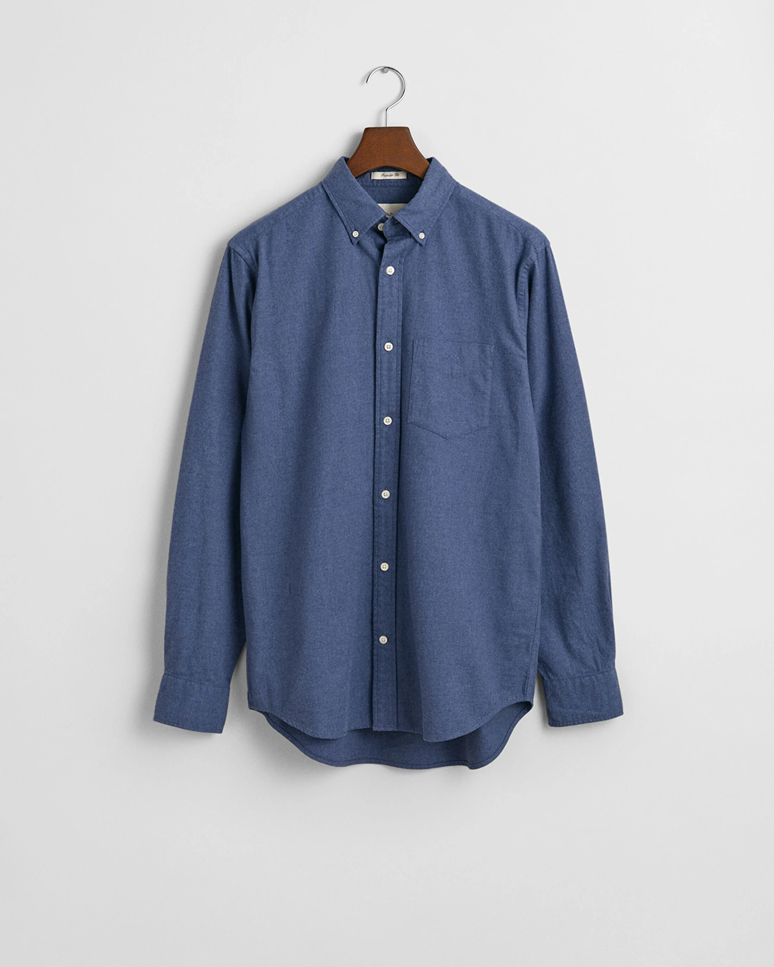REG FLANNEL MELANGE SHIRT-MIDNIGHT SKY