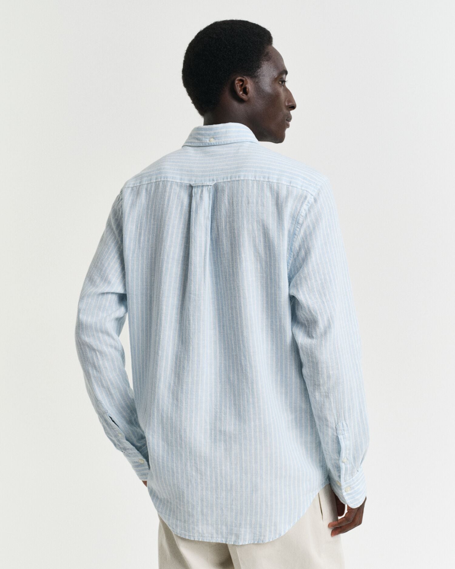 REG COTTON LINEN STRIPE SHIRT-TOY BLUE