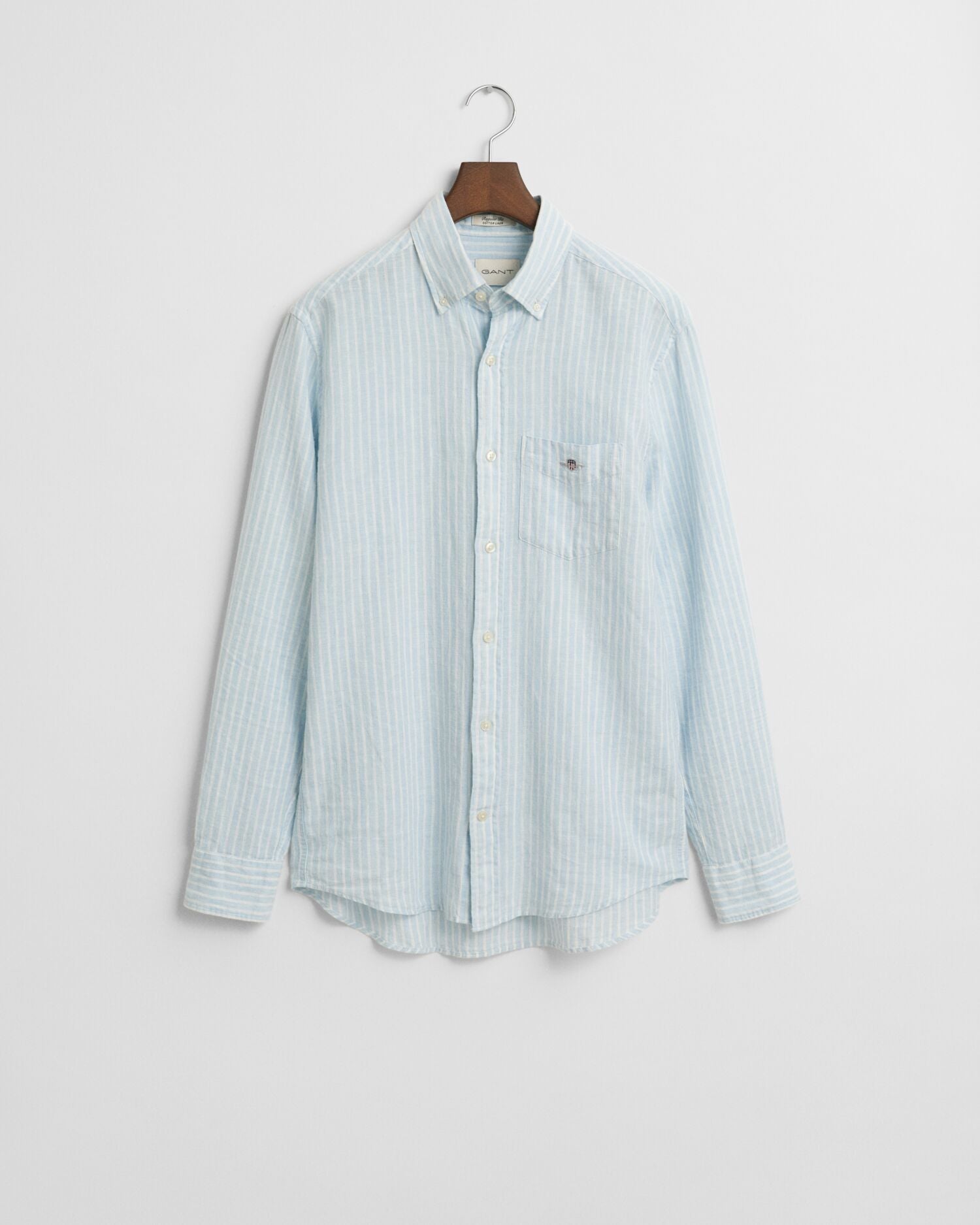 REG COTTON LINEN STRIPE SHIRT-TOY BLUE