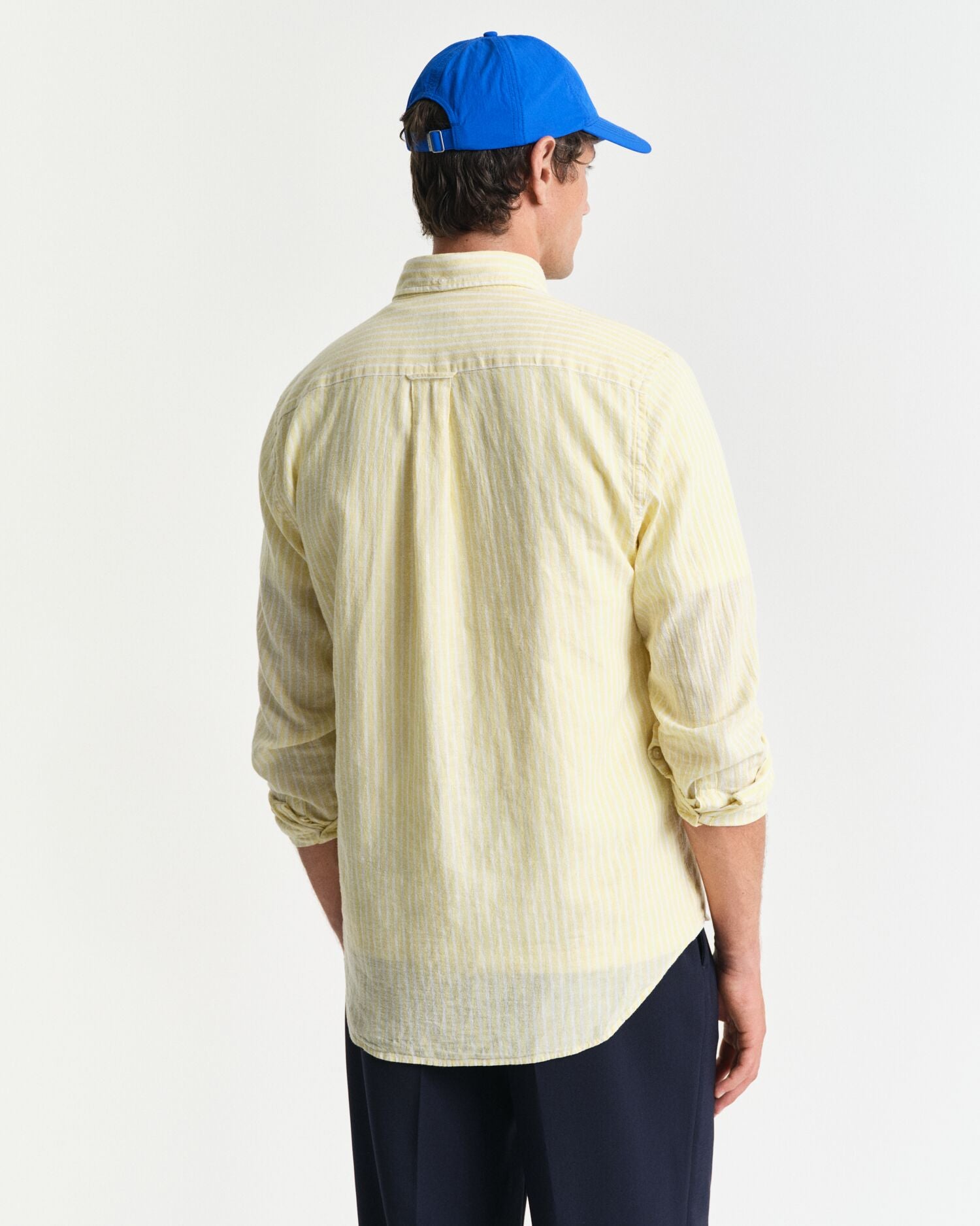REG COTTON LINEN STRIPE SHIRT-BANANA YELLOW