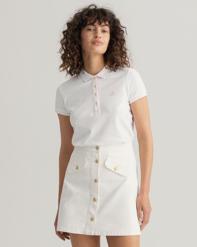 CONTRAST COLLAR SS PIQUE-WHITE