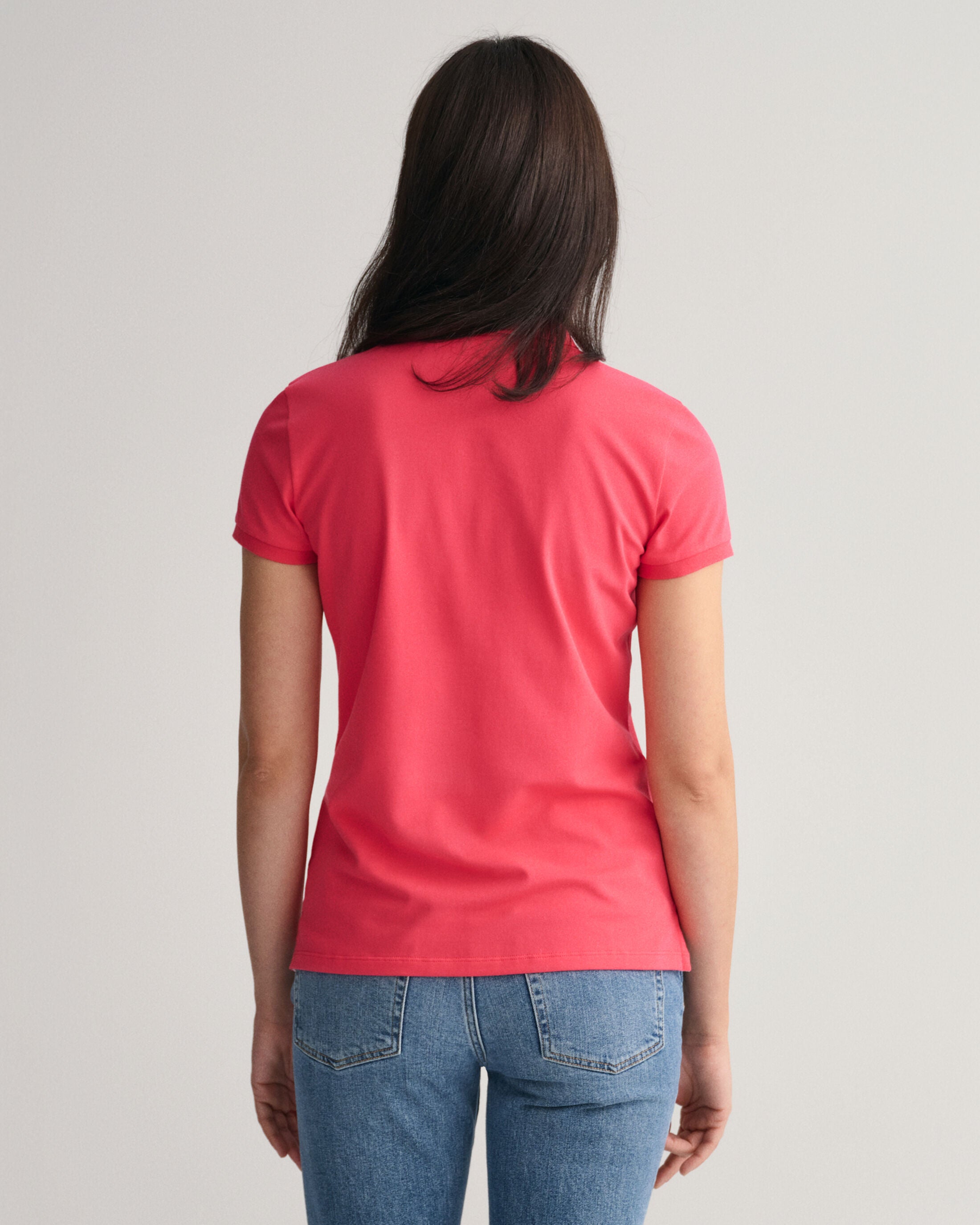 CONTRAST COLLAR SS PIQUE-MAGENTA PINK