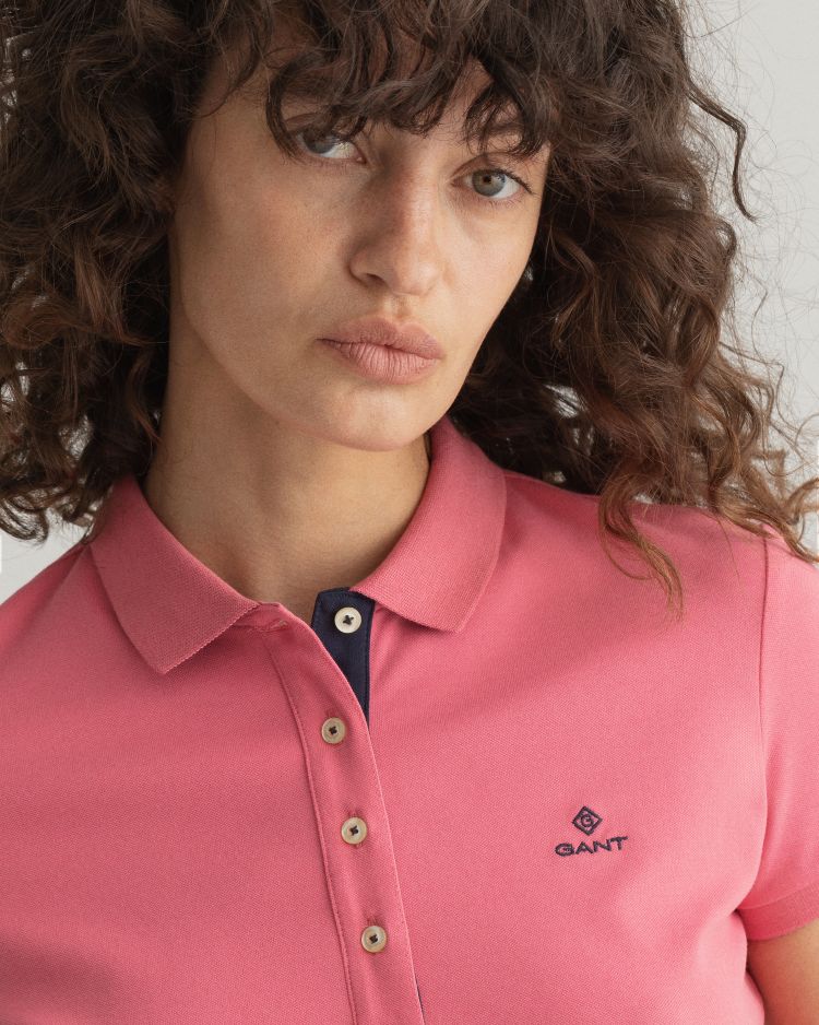 CONTRAST COLLAR SS PIQUE-RAPTURE ROSE