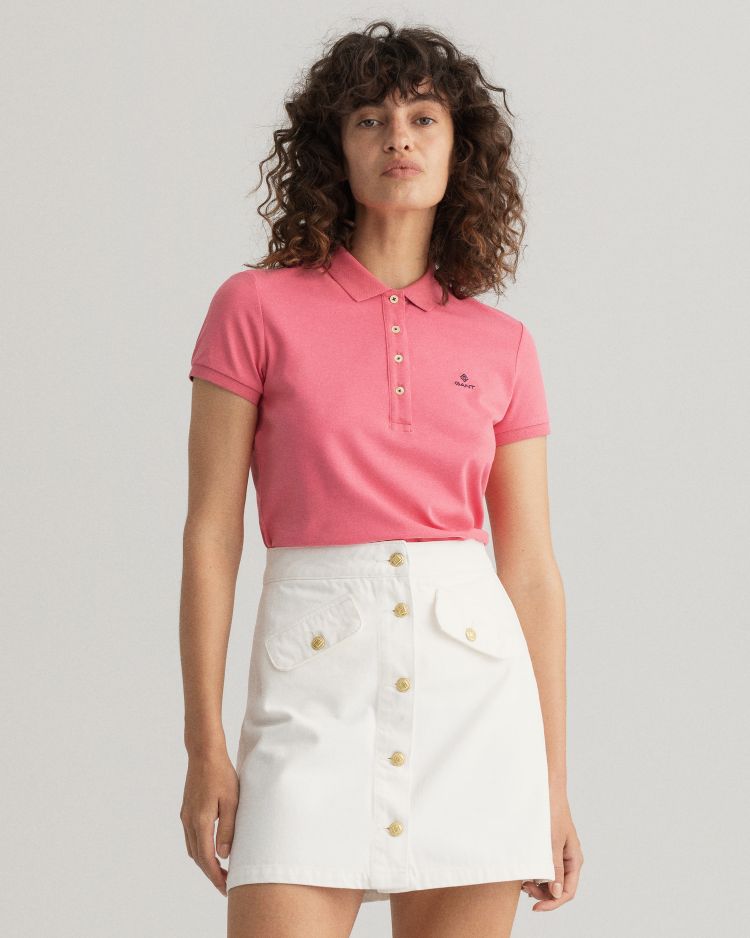 CONTRAST COLLAR SS PIQUE-RAPTURE ROSE