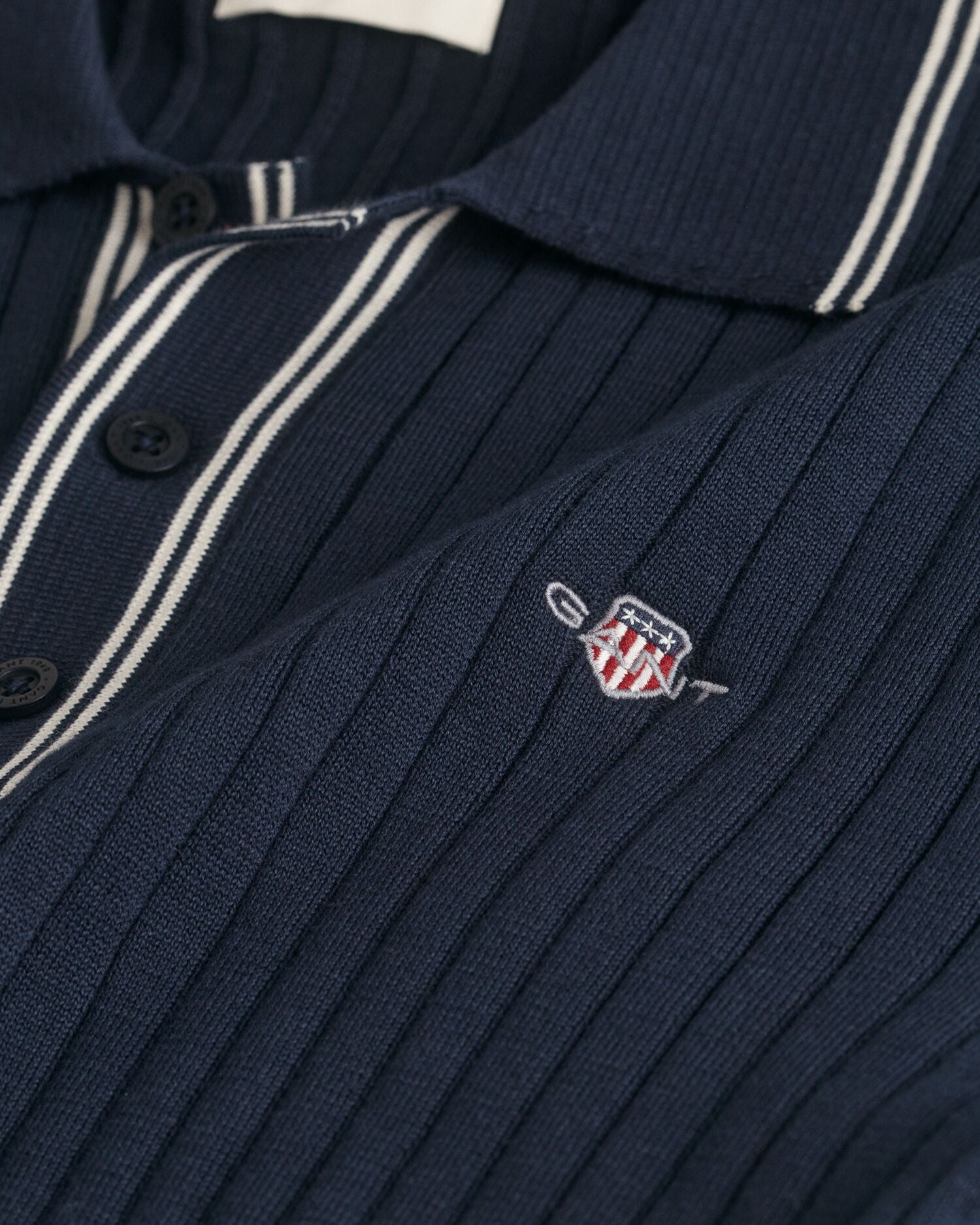 RIBBED COTTON SS POLO-EVENING BLUE