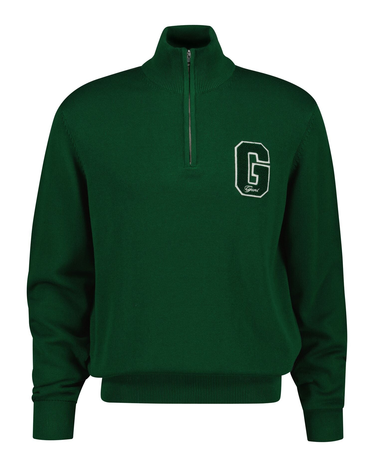 SMALL GRAPHIC BADGE HALF ZIP-FOREST GREEN