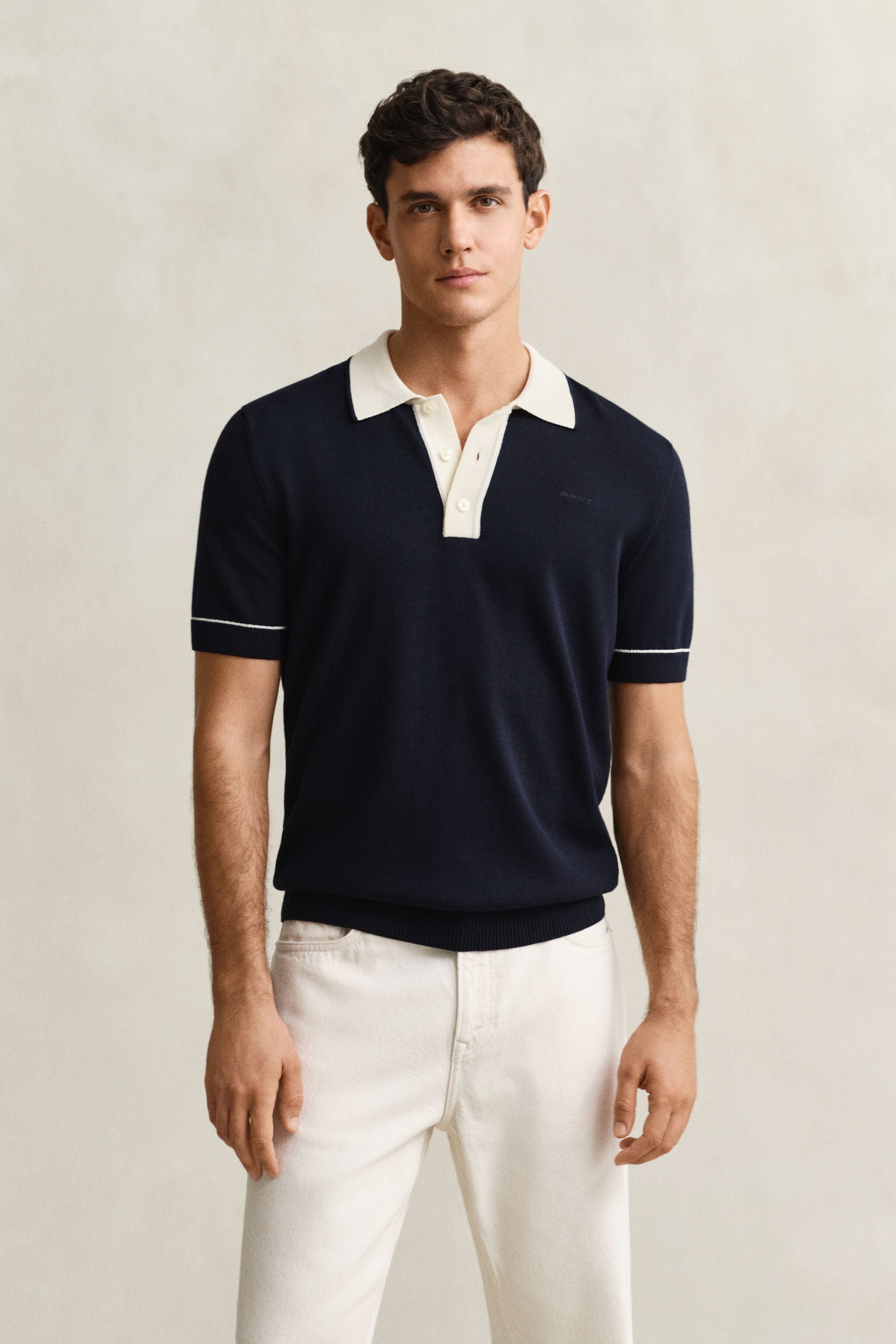 COTTON MODAL POLO-EVENING BLUE