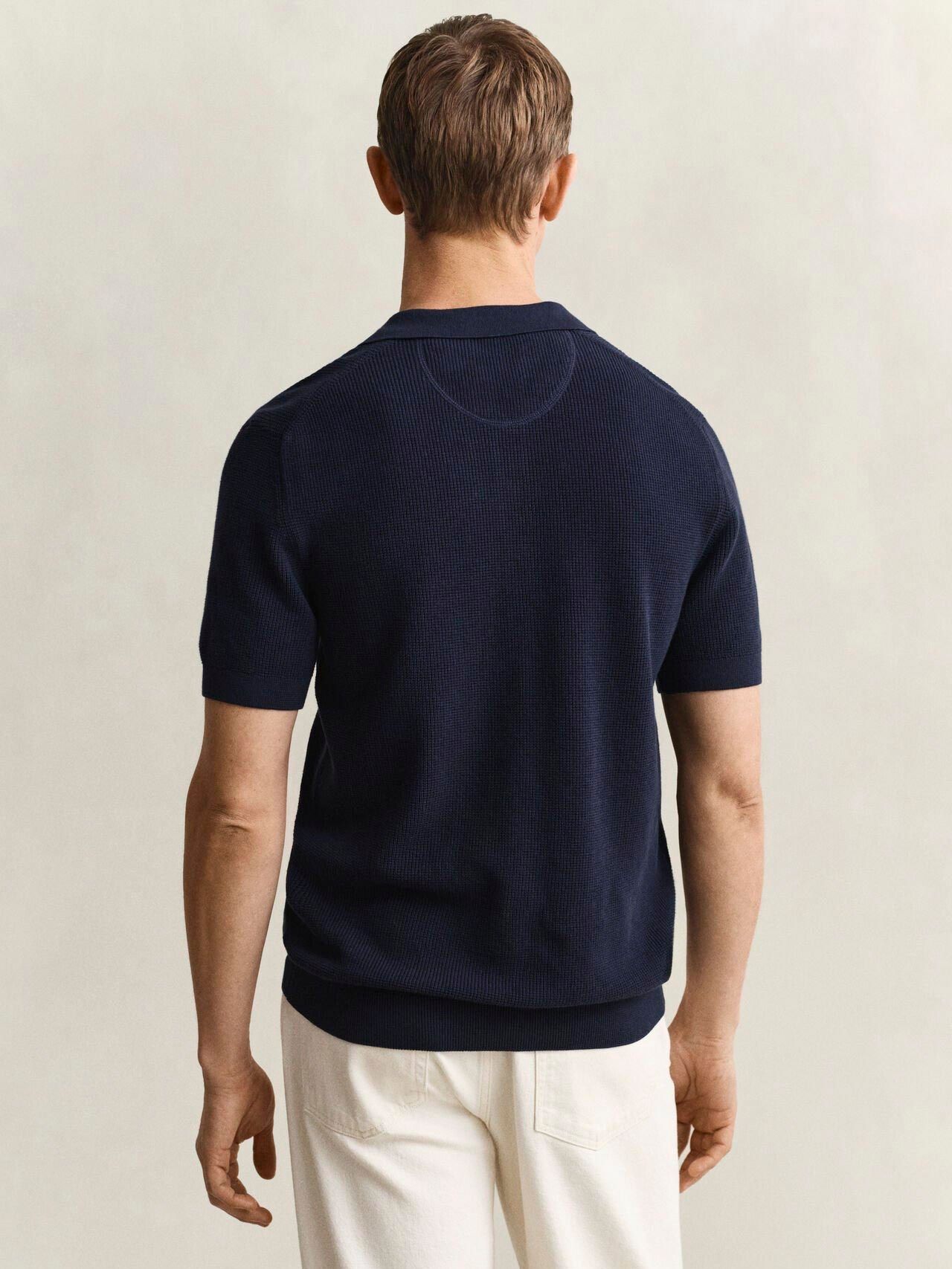 MICRO TEXTURED COTTON SS POLO-EVENING BLUE
