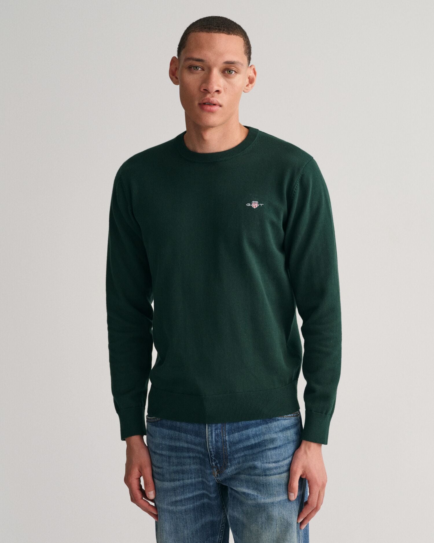CLASSIC COTTON C-NECK-TARTAN GREEN